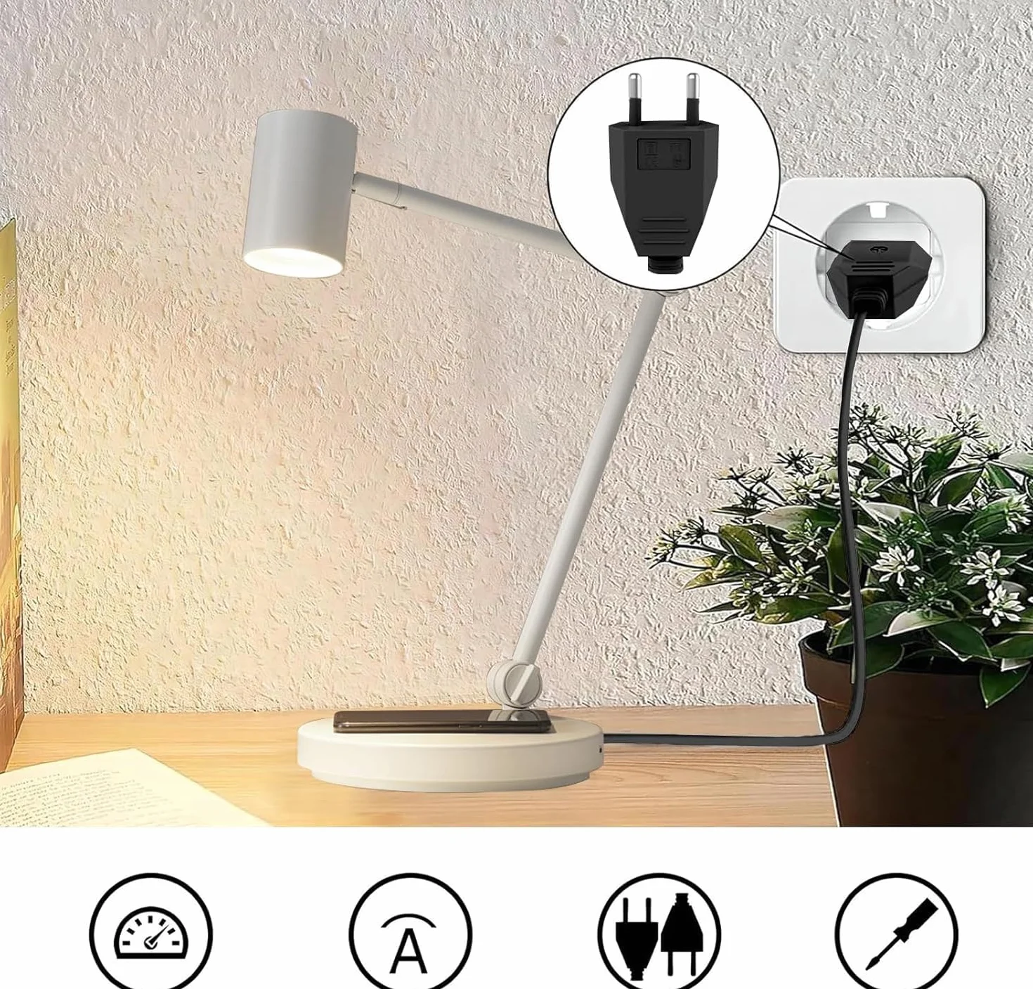 Płaska wtyczka Euro Schuko 220V/2.5A do wbudowania lub wymiany czarny