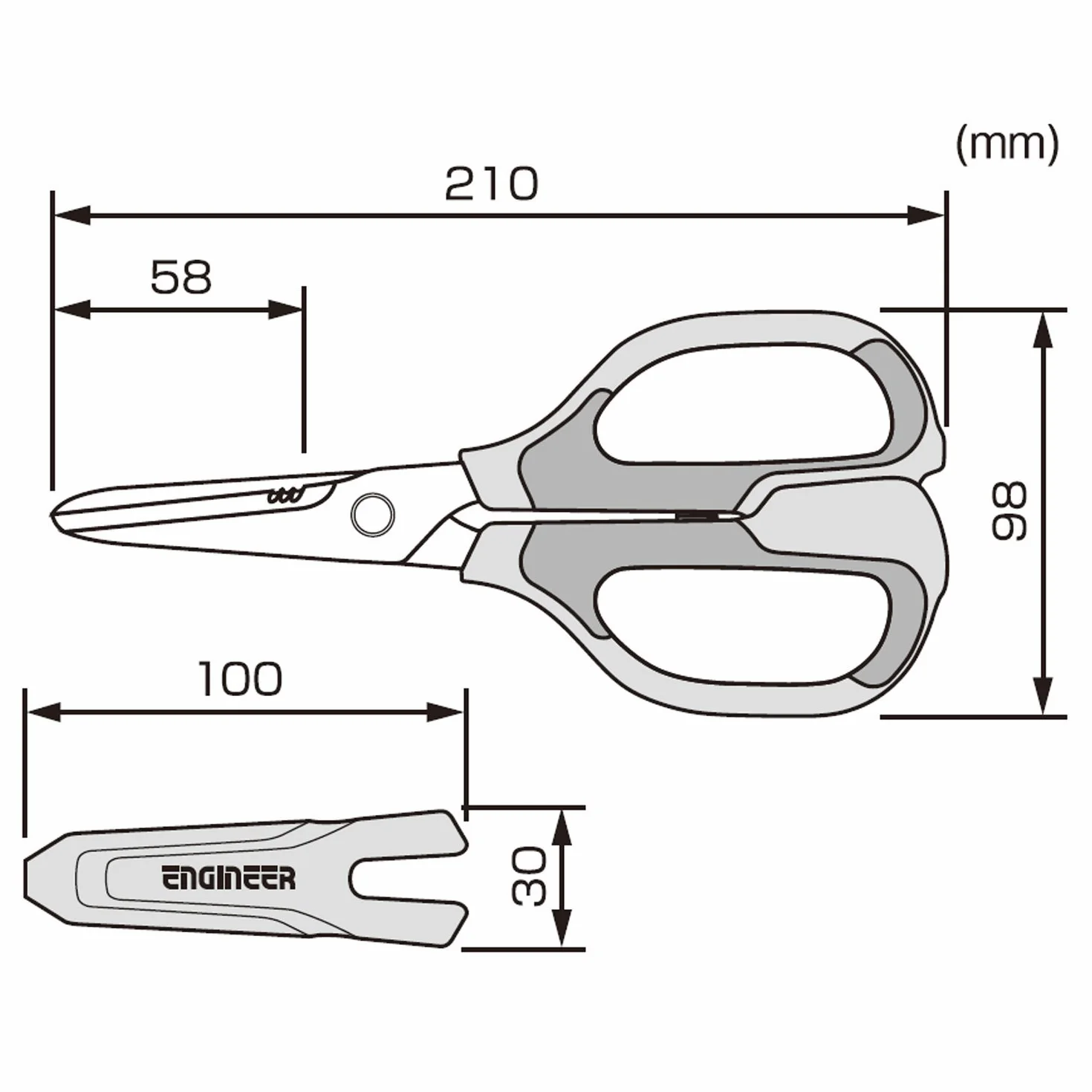 ENGINEER PH-57 Uniwersalne nożyczki z integralną osłoną palców tnie kevlar, skórę, kable, zielony