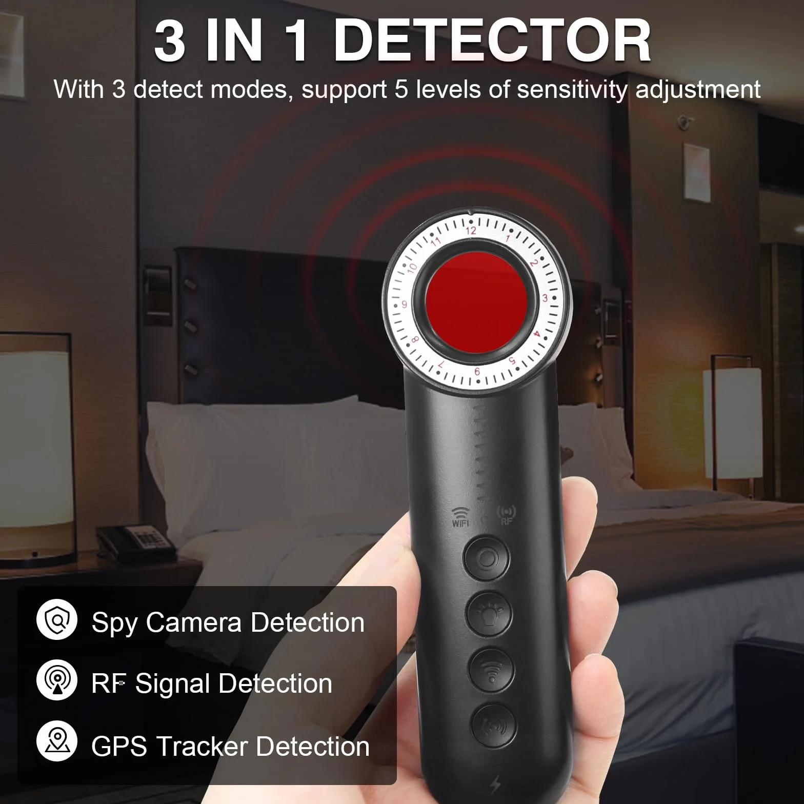 LXMIMI Detektor ukrytej kamery, wykrywacz pluskiew, lokalizator GPS, bezprzewodowy do biura, hotelu