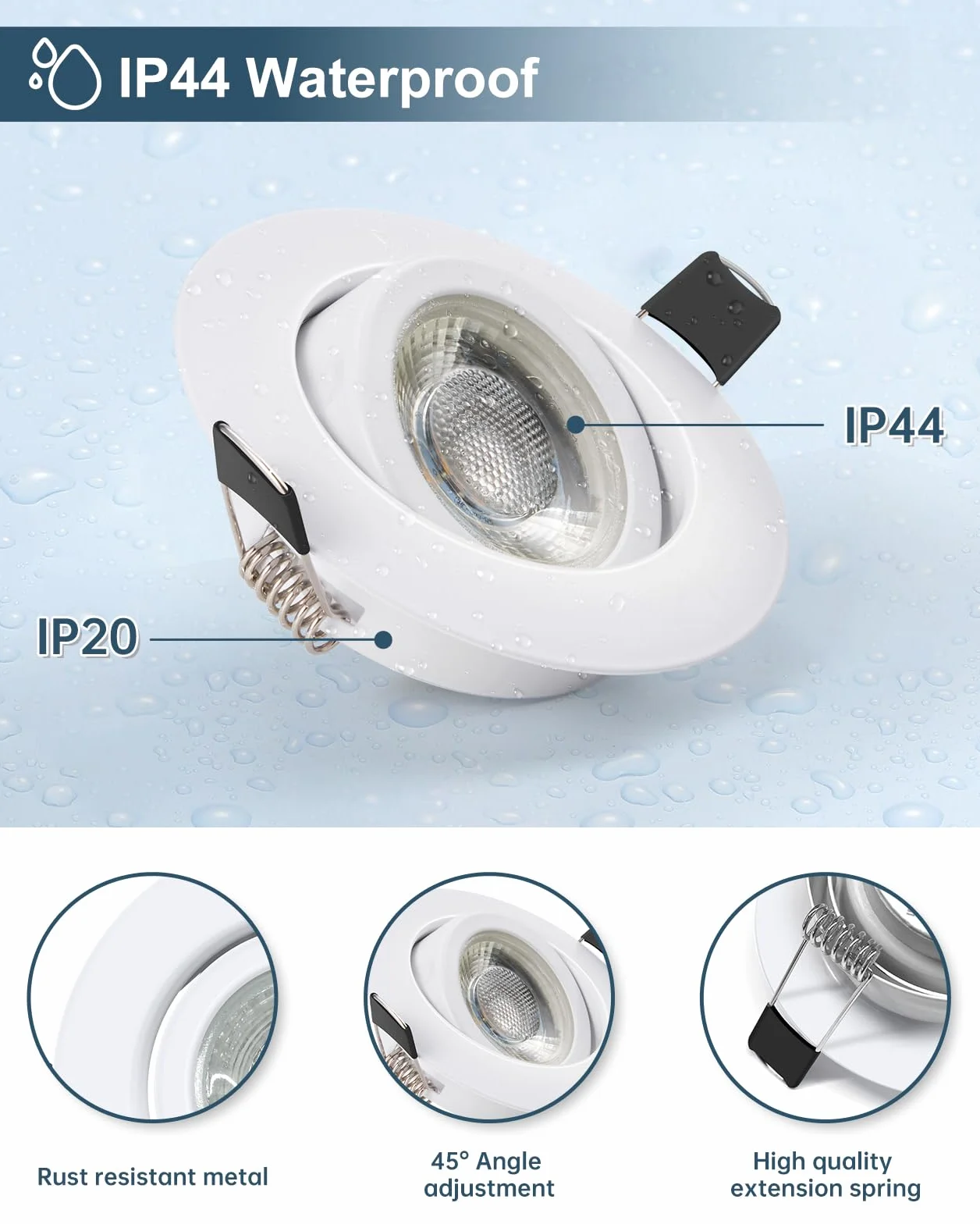 Schiele LED reflektor do zabudowy 6x7W 230V 700lm IP44 biały ściemnialny 68-78mm