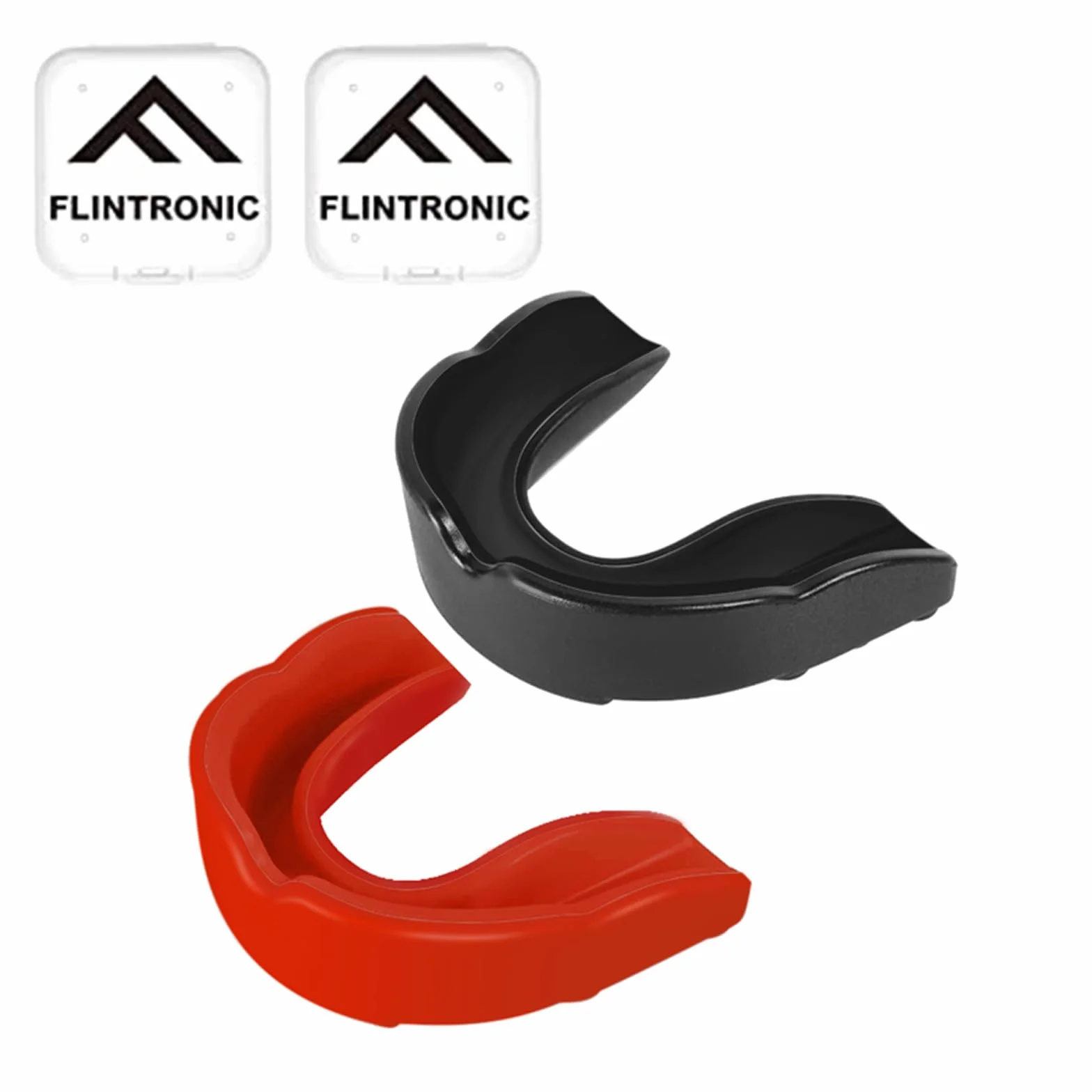 Flintronic Sportowy ochraniacz na zęby dla dorosłych, 2 szt. Sportowy ochraniacz na zęby do sztuk walki, MMA, boks, kickboxing, hokej, piłki nożnej (czarny czerwony)