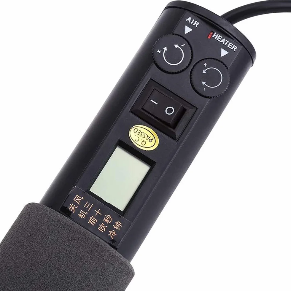 Varmluftspistol 450W justerbar LCD-display avlödningsstation med 4 munstycken