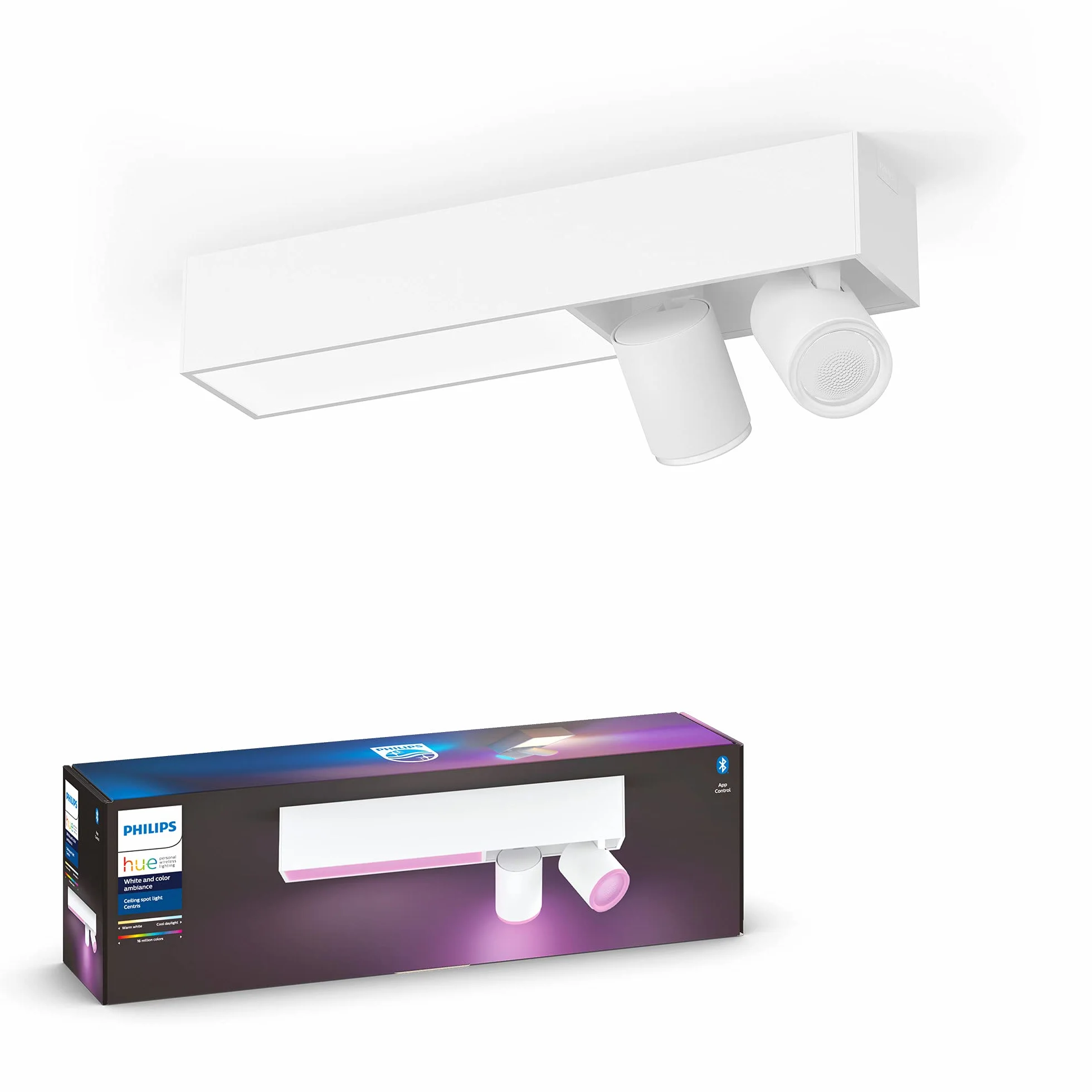 Philips Hue Centris White and Color Ambiance Lampa sufitowa LED, 2x reflektor punktowy, biała, 16 mln kolorów, ściemnianie