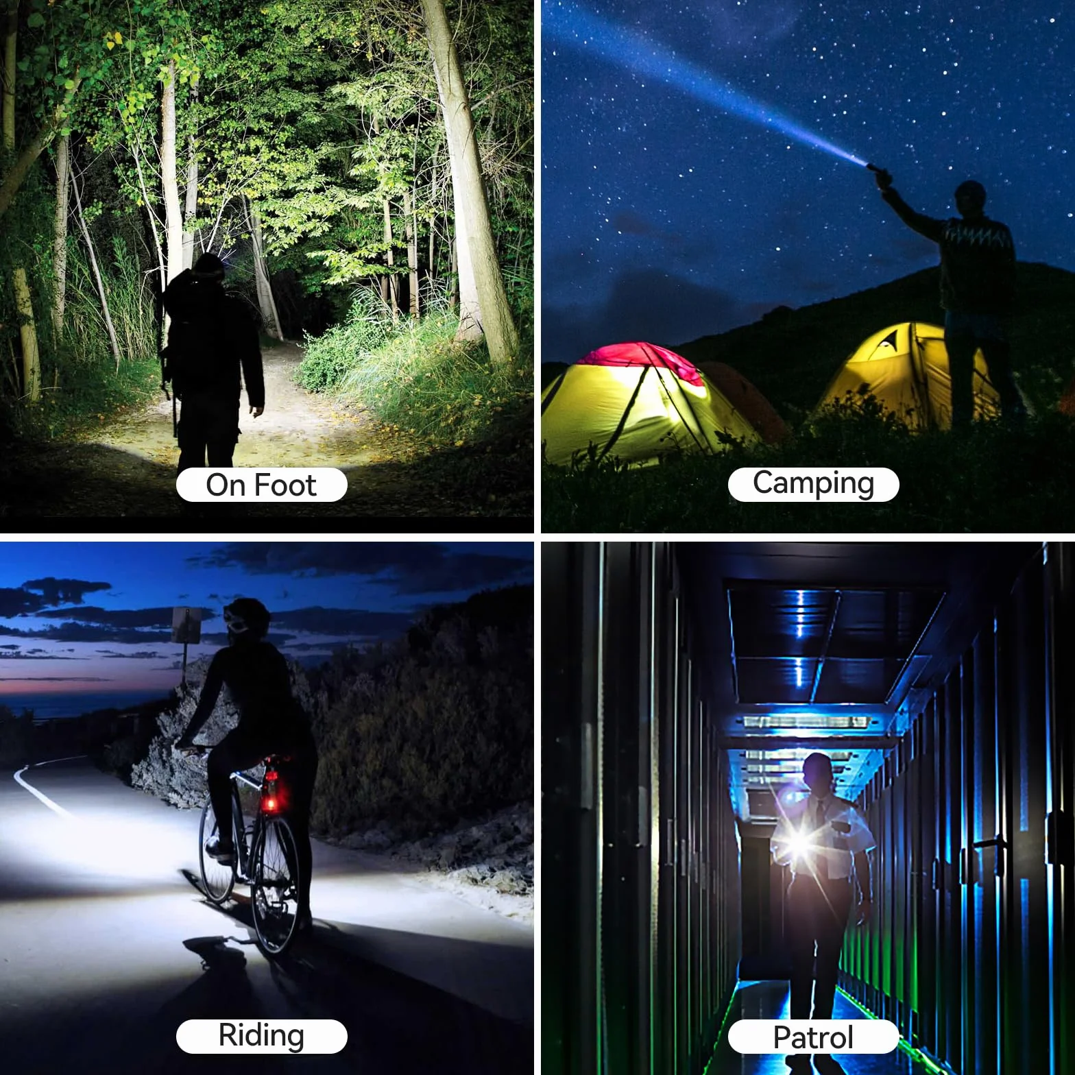 GEARLITE latarka LED do ładowania, 10 000 lumenów, bardzo jasna latarka LED z 3 trybami, wodoszczelna latarka ręczna z zoomem IP65 na kemping, wędrówki, outdoor, sytuacje awaryjne (2)