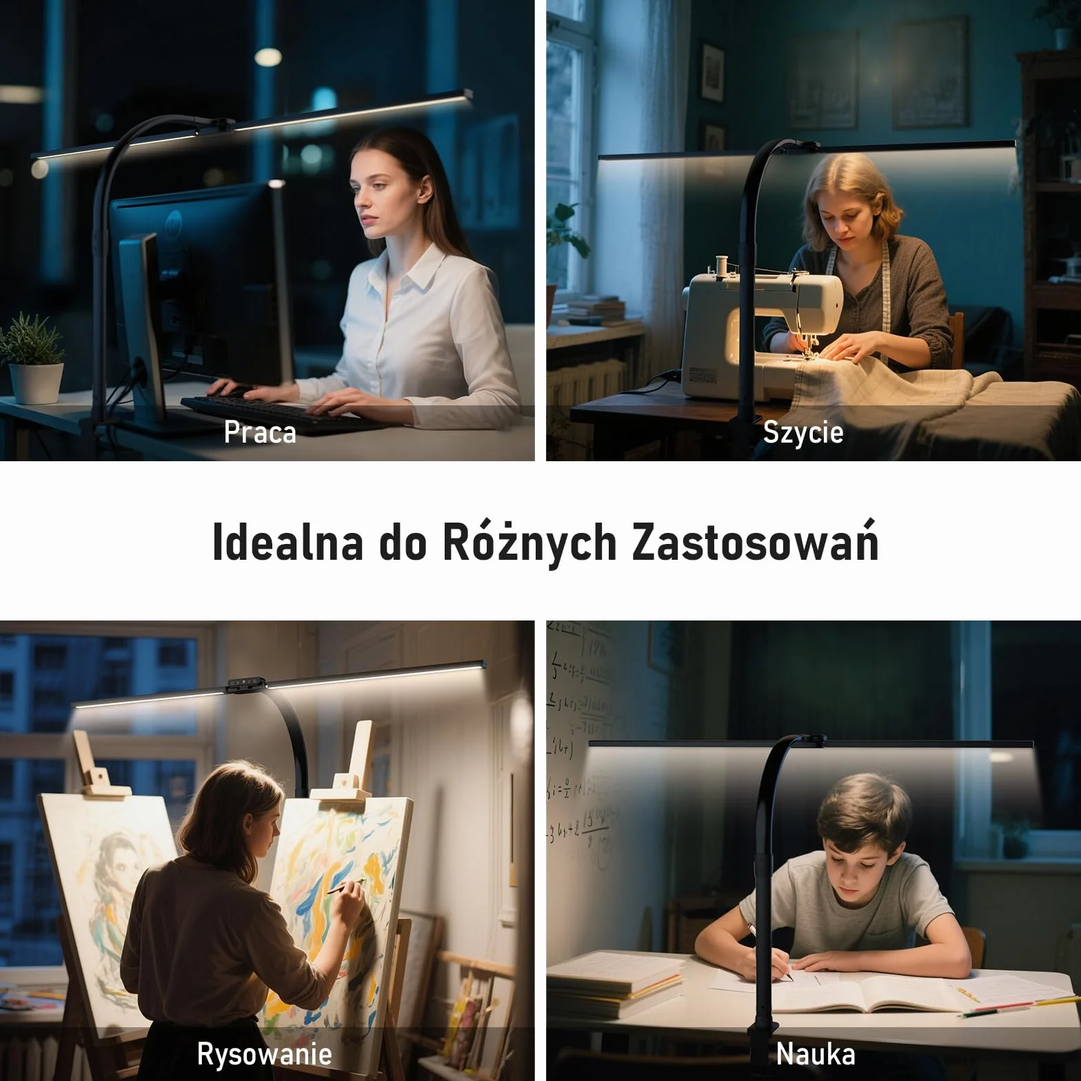 Jeebel Lampa Biurkowa LED 24W 80cm Dwugłowicowa z Pilotem 1800LM