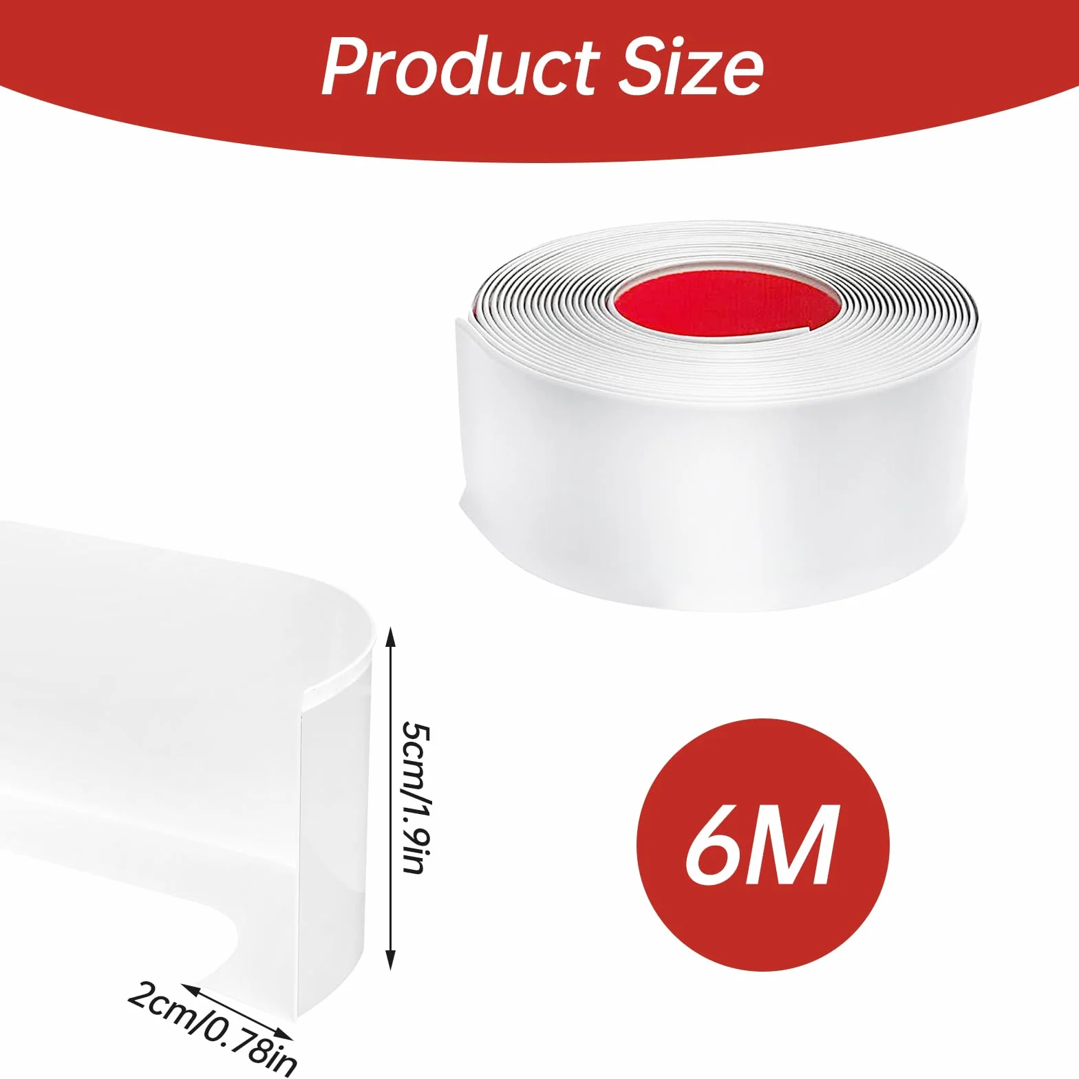 Miękka listwa przypodłogowa samoprzylepna PCW 6 m 50 x 20 mm biała