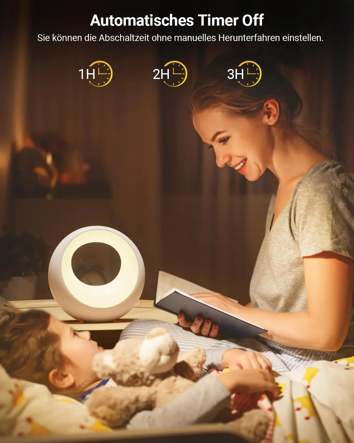 Bonsery Lampka nocna dotykowa, ściemniana, okrągła, z pilotem zdalnego sterowania, lampa stołowa LED, bezprzewodowa, ze zmianą kolorów RGB, lampka nocna dla dzieci z timerem i pamięcią, do dekoracji