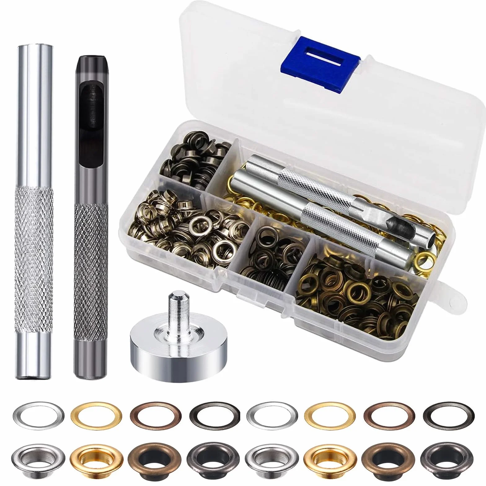Oczka do plandek 5 mm metalowe zestaw narzędzi 200 sztuk do zasłon toreb skórzanych odzieży DIY