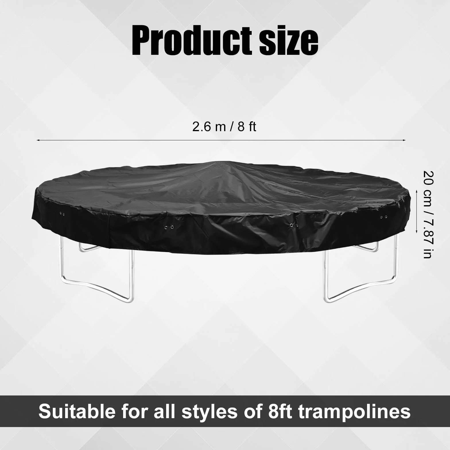 Pokrowiec na Trampoline Zimowa, 244cm Pokrowiec na Trampoline z Tkaniny Oxford Pokrowiec na Trampoline Chroniacy Przed Warunkami Atmosferycznymi Pokrowiec na Trampoline(Czarny)