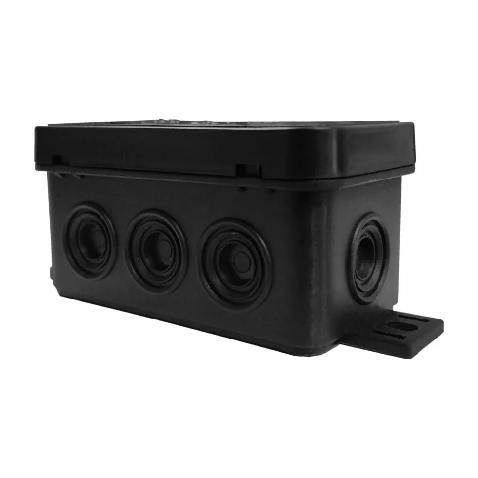 Puszka natynkowa IP54 80x45x41mm czarna 8 wlotów