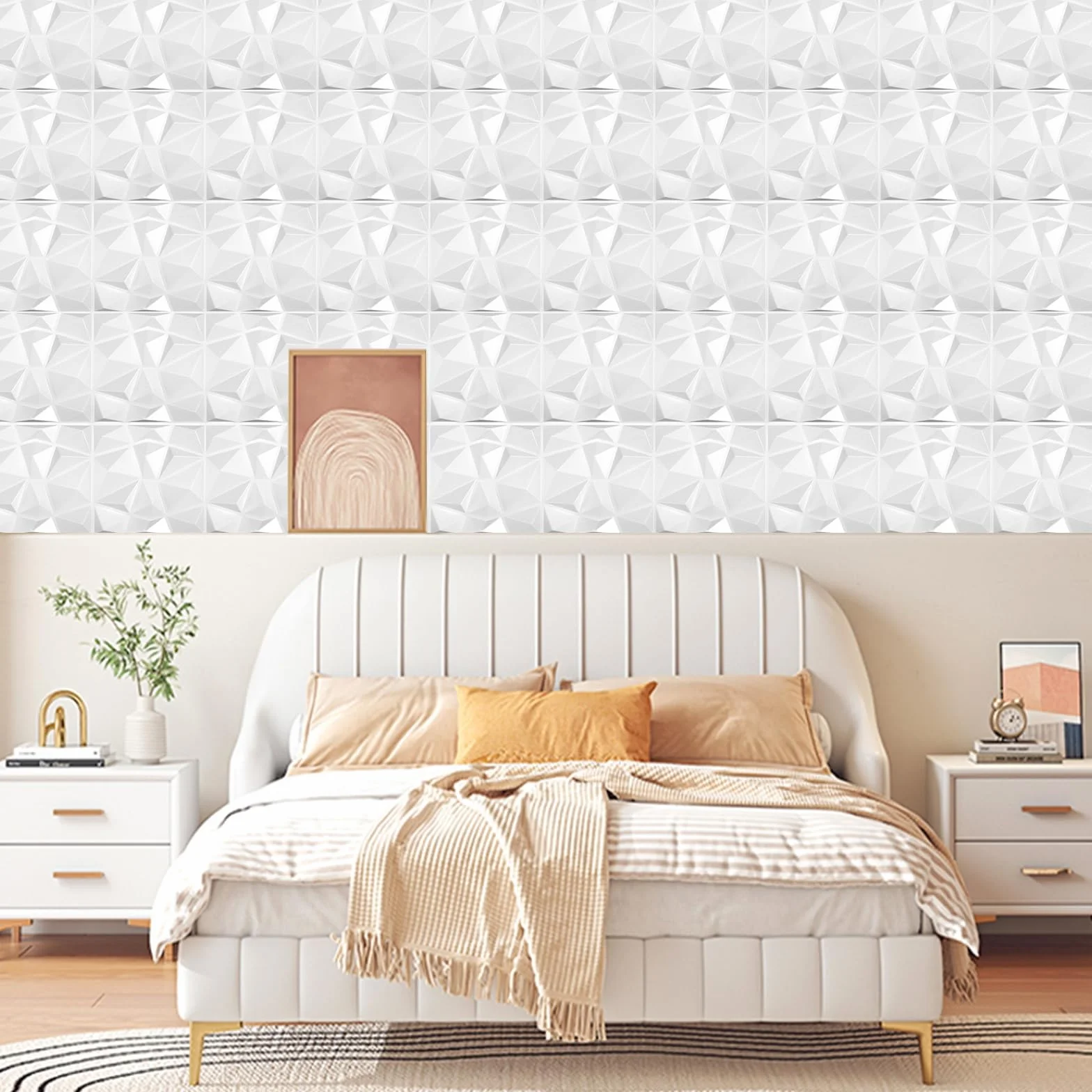Panele ścienne 3D 30x30 cm PCW, płyty polistyrenowe do dekoracji salonu, sypialni, łazienki, białe