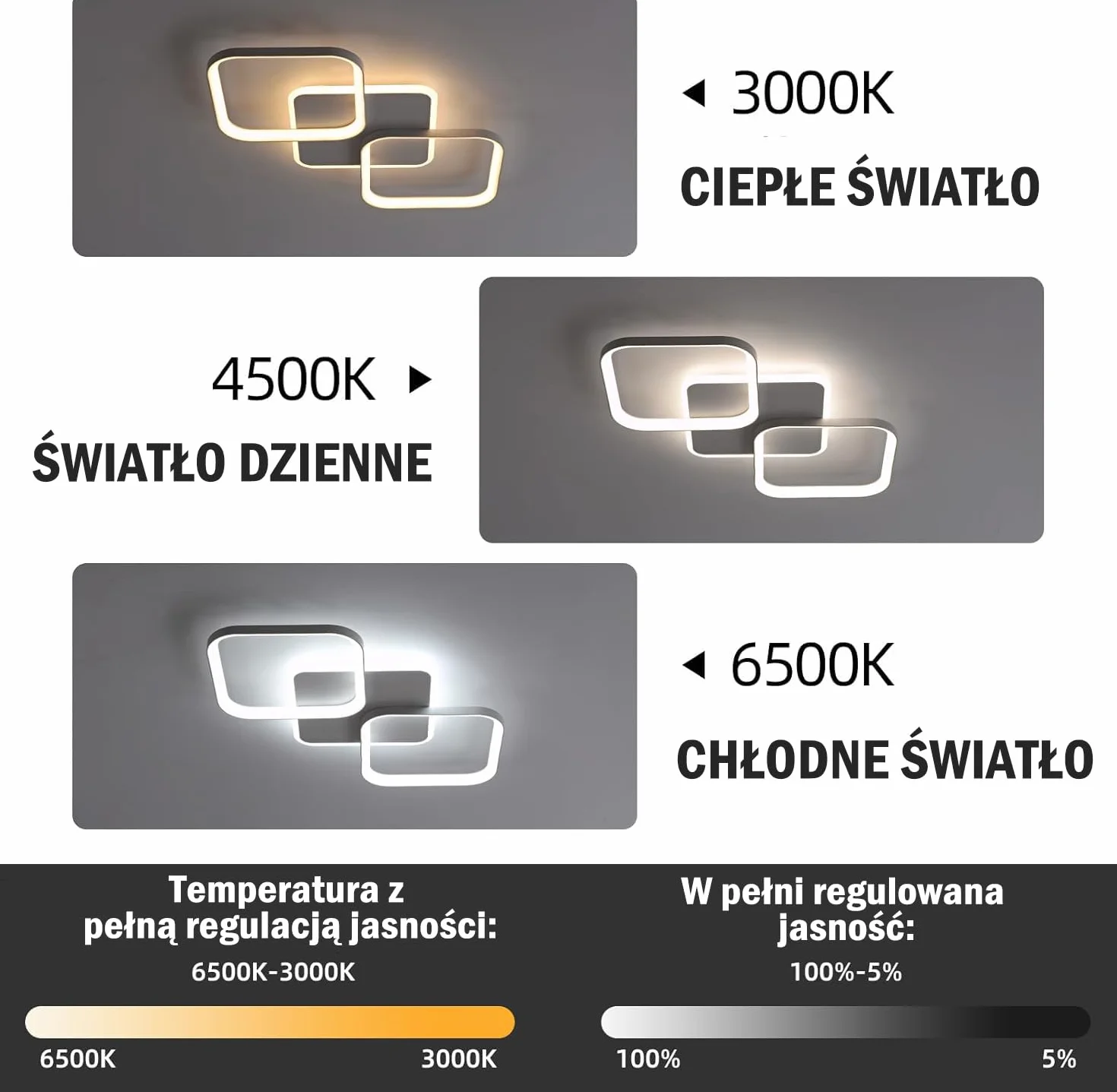 ANTENLICHT Lampa sufitowa LED 40W 4600LM ściemniana 2700-6500K z pilotem zdalnego sterowania aluminium