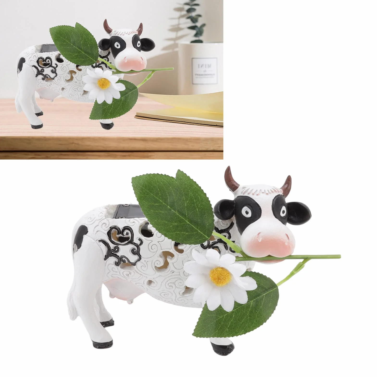 Słoneczne Światła Ogrodowe w Kształcie Zwierząt, Energooszczędne Światło Słoneczne Daisy Cow na Ślub