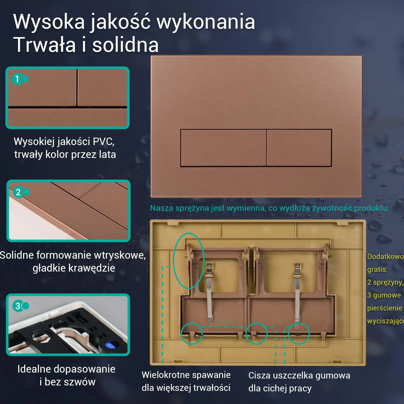 Empyreal płytka dociskowa do WC Geberit Sigma 01 UP300 320, biała tworzywo sztuczne, 2-krotne spłukiwanie