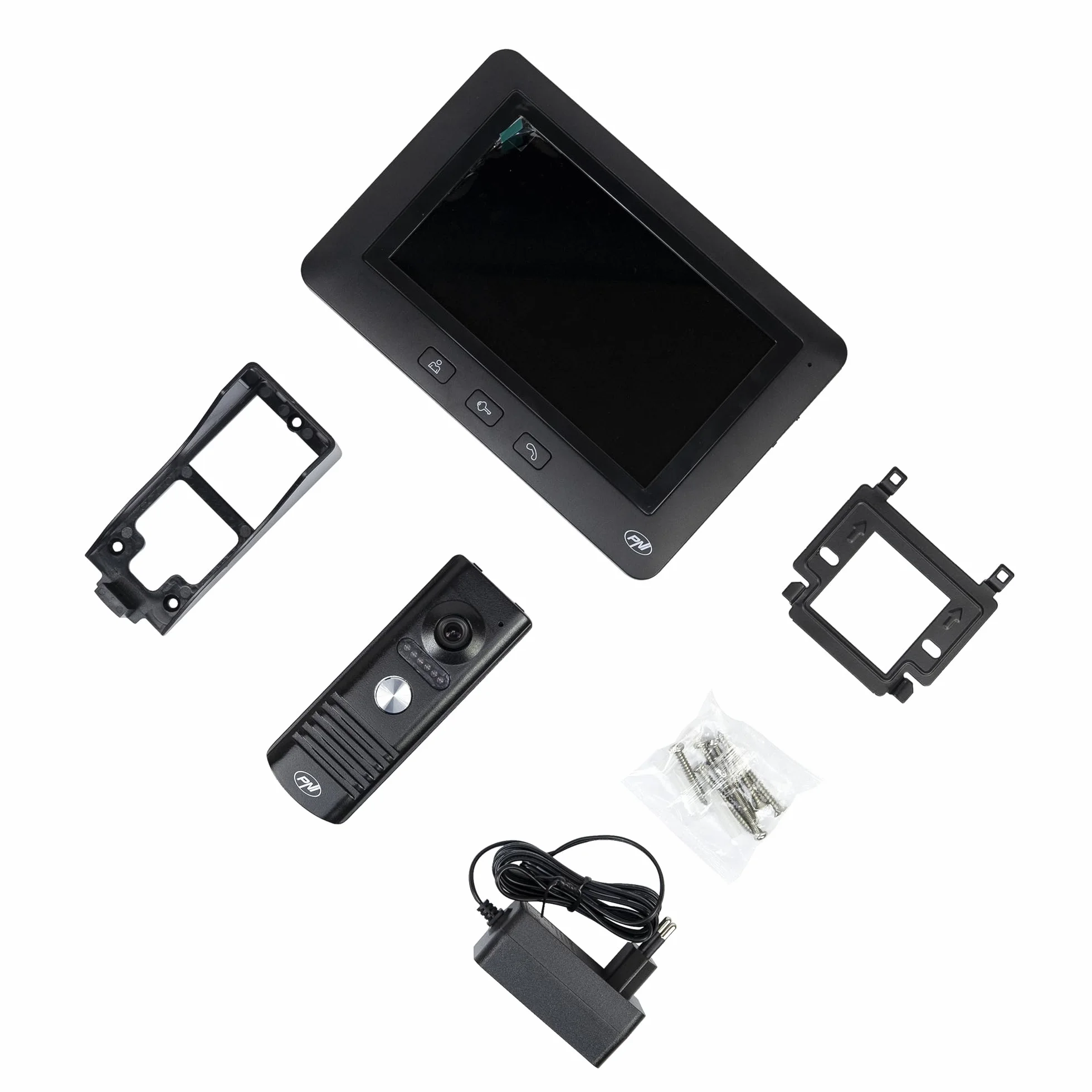 PNI Wideodomofon DF930 z 1 monitorem, 7-calowym ekranem LCD, 800 x 480, wyjście elektromagnetyczne Yala, czarny