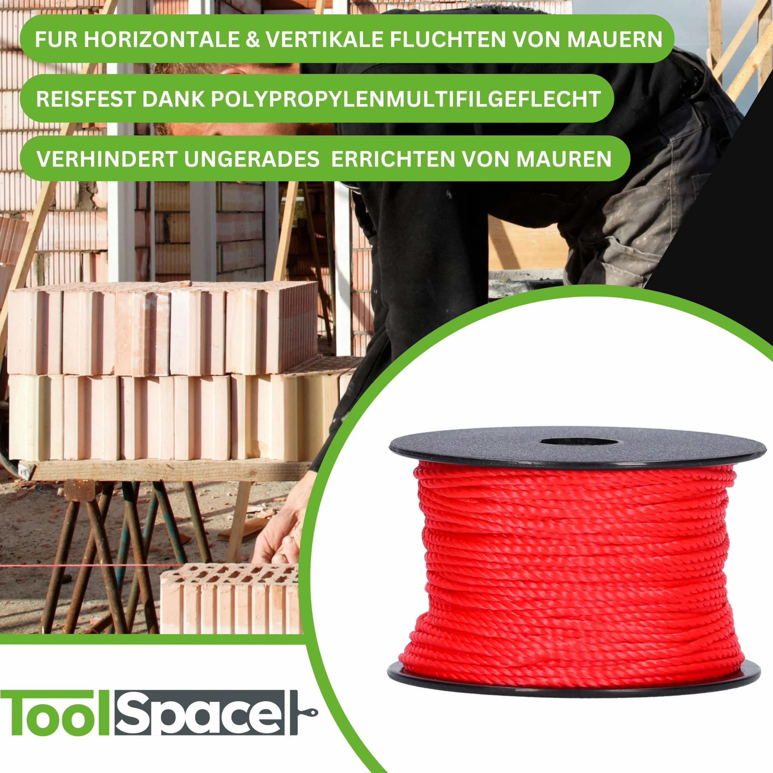 Sznur Murarski Budowlany 50m x 1.6 mm ToolSpace 6x Zestaw