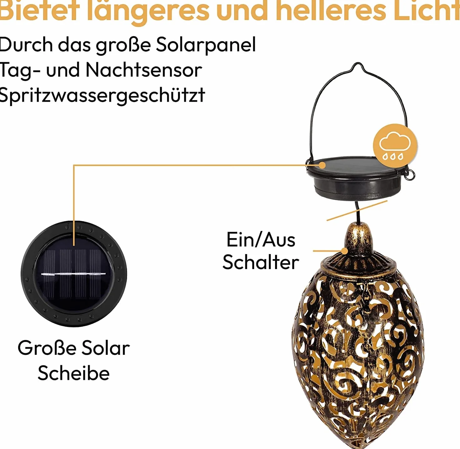 Gadgy latarnia ogrodowa orientalna | zestaw 2 lamp wiszących | solarna lampa ogrodowa metalowa zewnętrzna | IP44 wodoodporna | 20 x 10 cm.