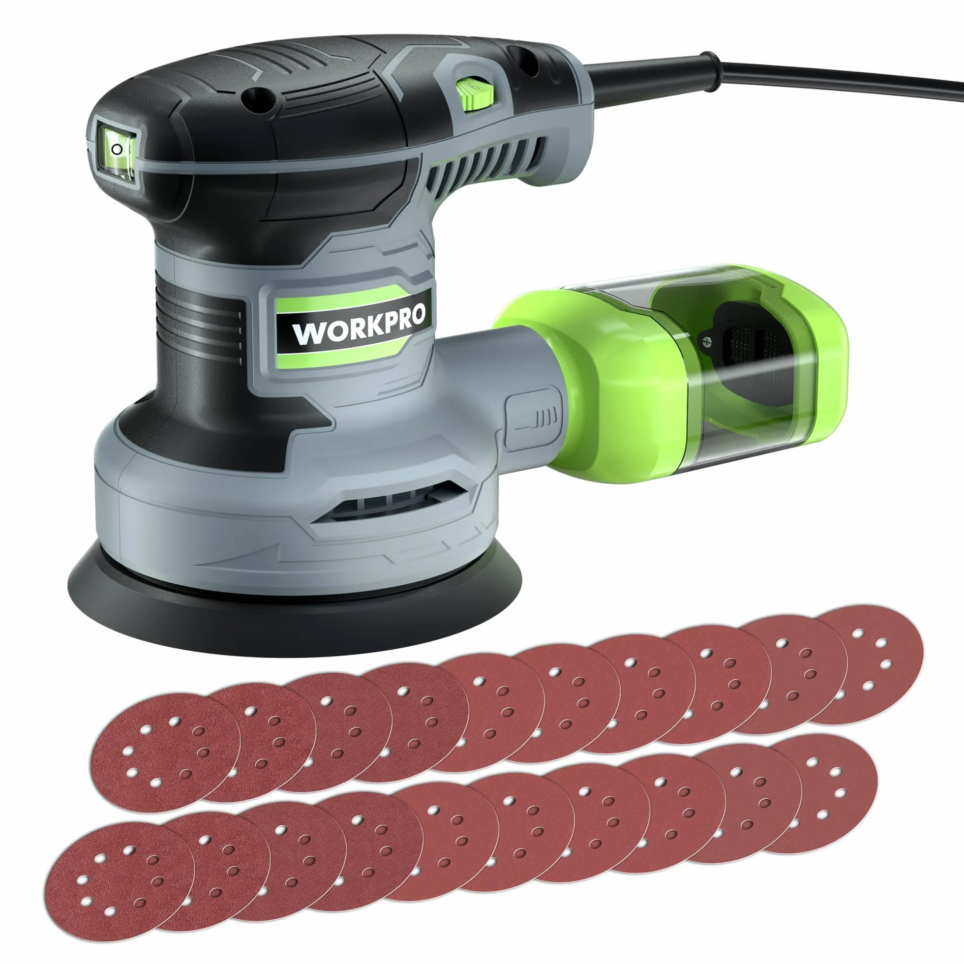 WORKPRO Szlifierka mimośrodowa 125 mm, 300 W z regulowaną prędkością 7000–13000 obr./min