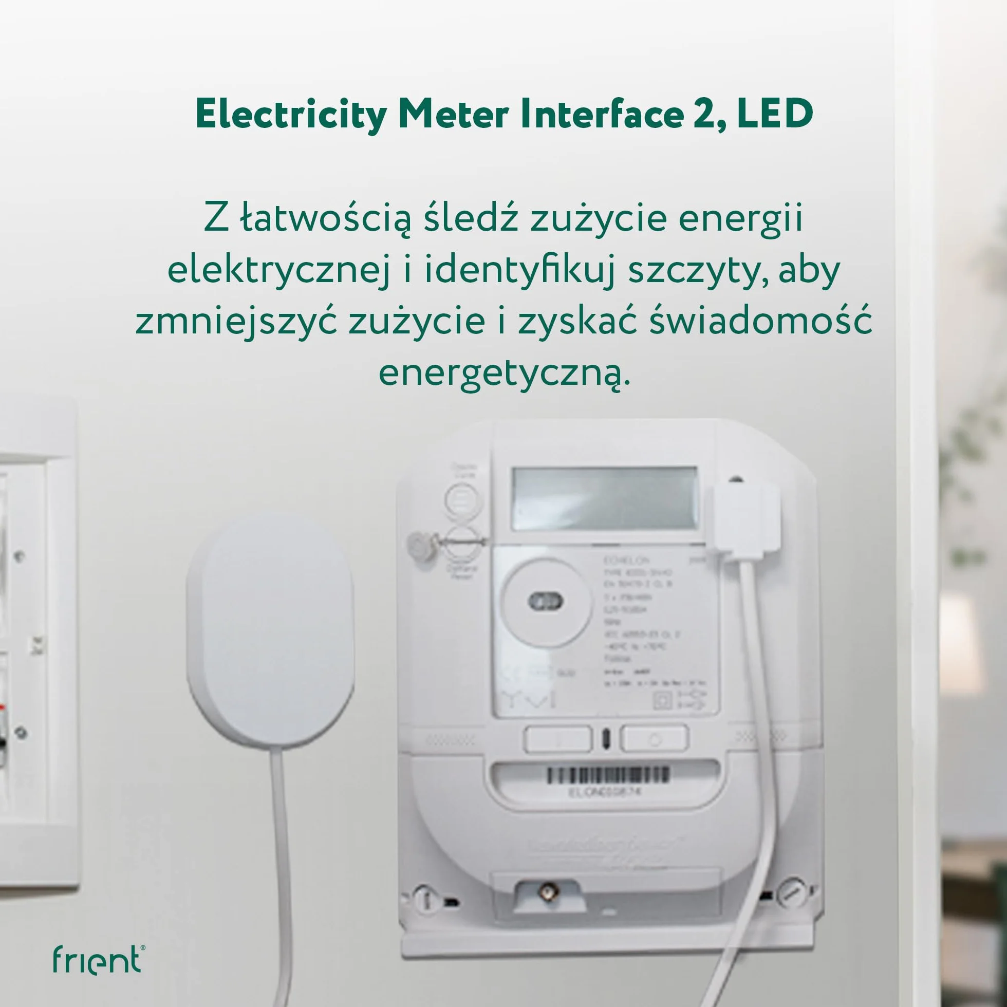 frient Interfejs licznika energii elektrycznej 2, LED | Bezprzewodowy odczyt liczników | Monitoring zużycia energii | impulsami LED | Zigbee | Współpracuje z Homey, Home Assistant i SmartThings