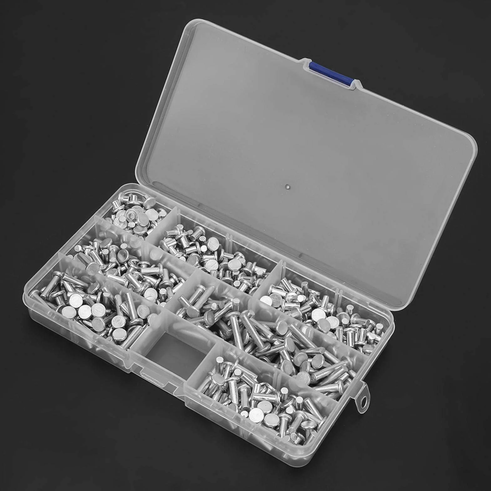 Solidne nity aluminiowe płaska główka M4 4-20 mm 350 szt.