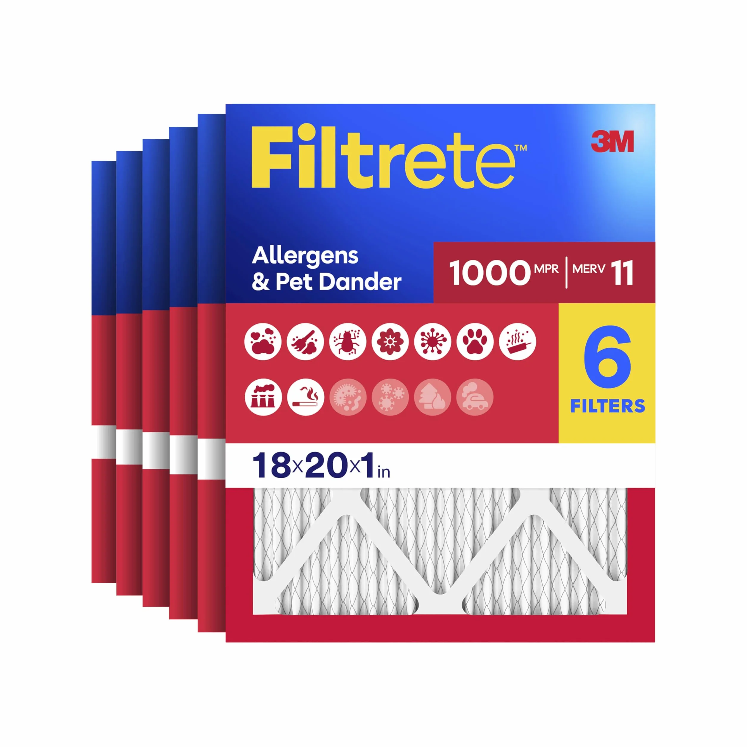 Filtrete 18 x 20 x 1 Filtr Powietrza MPR 1000 Mikroalergeny 6-pak