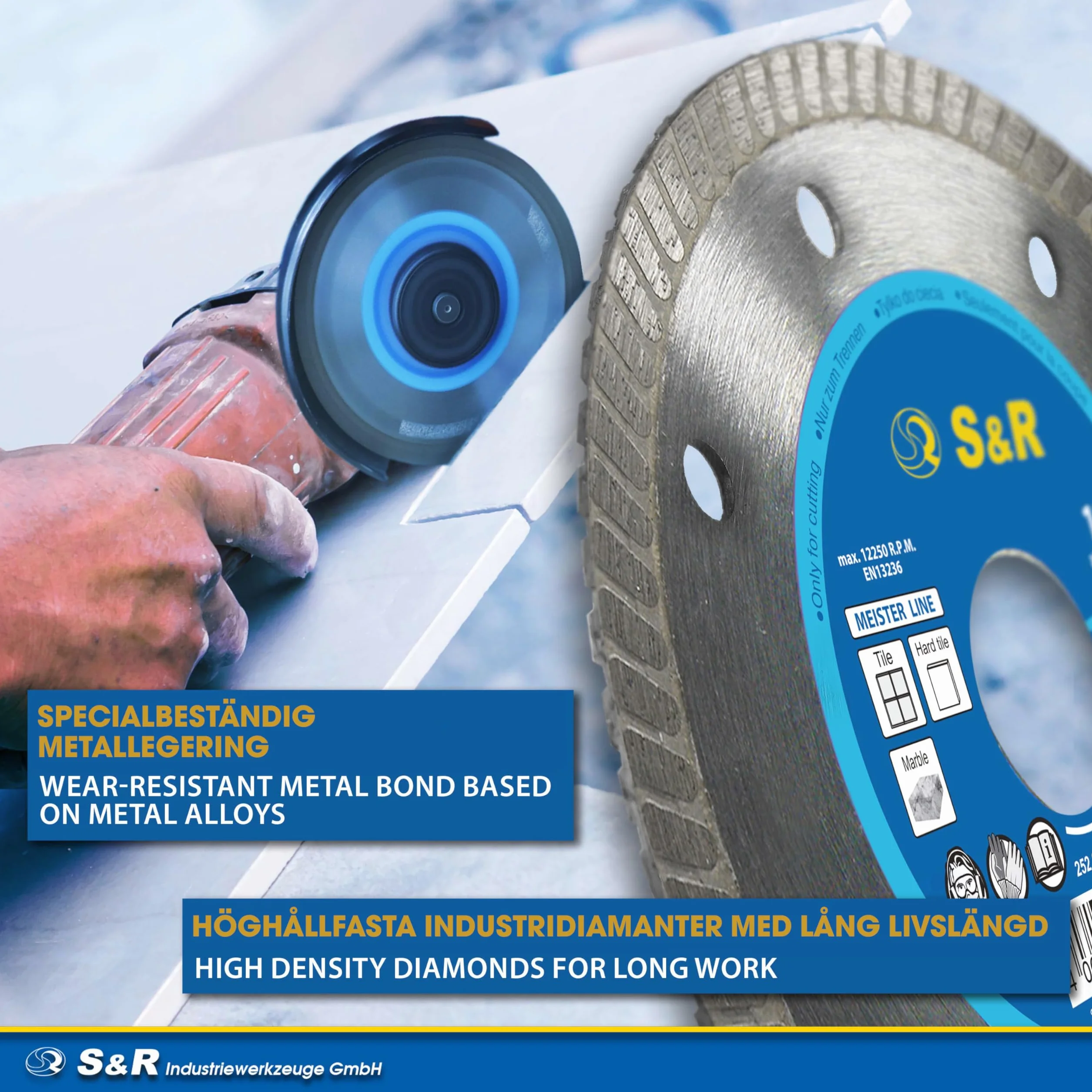 S&R Diamentowa tarcza tnąca PREMIUM Extra-Clean 125 x 22,23 mm do cięcia płytek ceramiki granitu