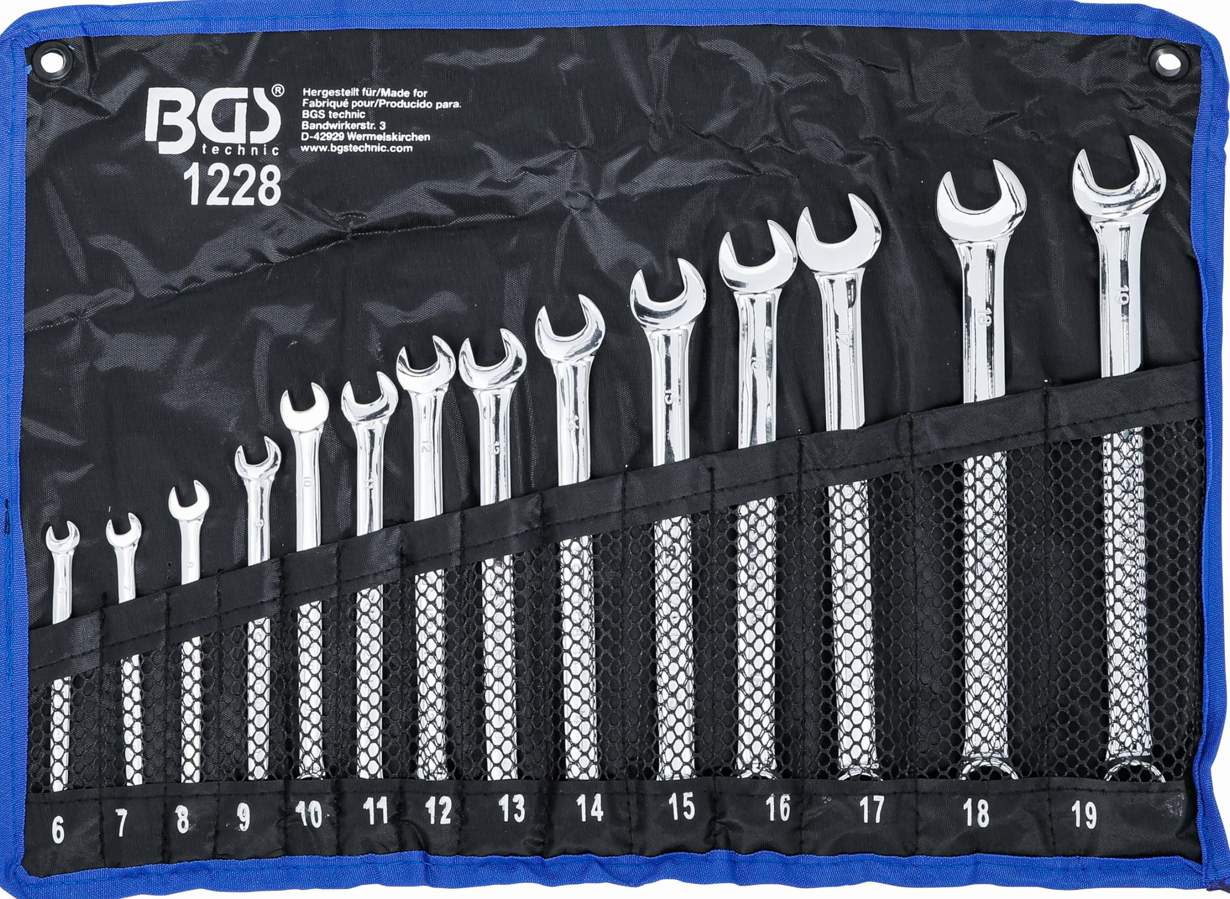 BGS 1228 Zestaw kluczy płasko-oczkowych długich 6-19 mm 14 szt.