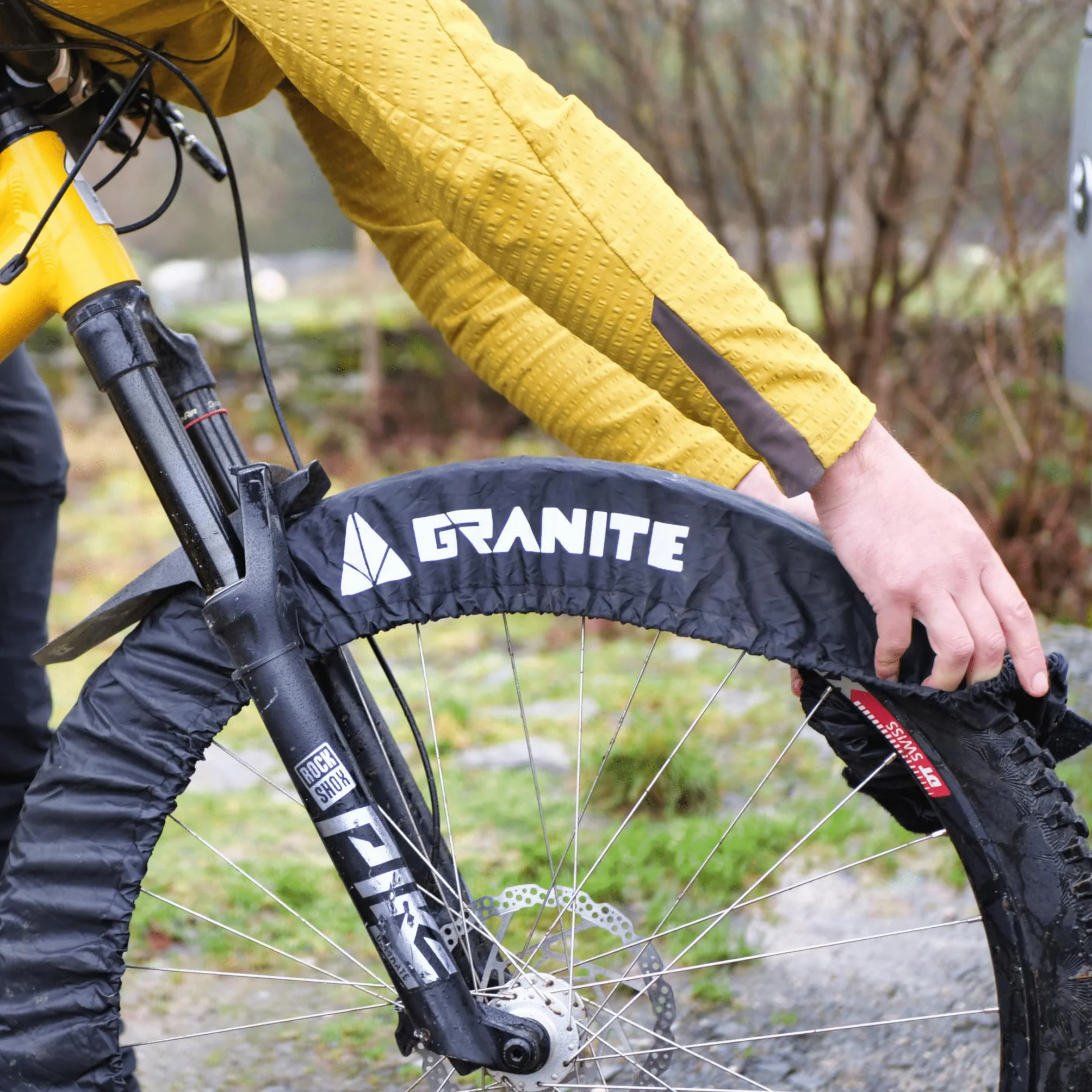 Granite Osłona na oponę rowerową, pasuje do kół 24-29 cali, ochrona przed błotem do samochodu i domu, zmywalne, łatwe w montażu, z kompaktową torbą do przechowywania