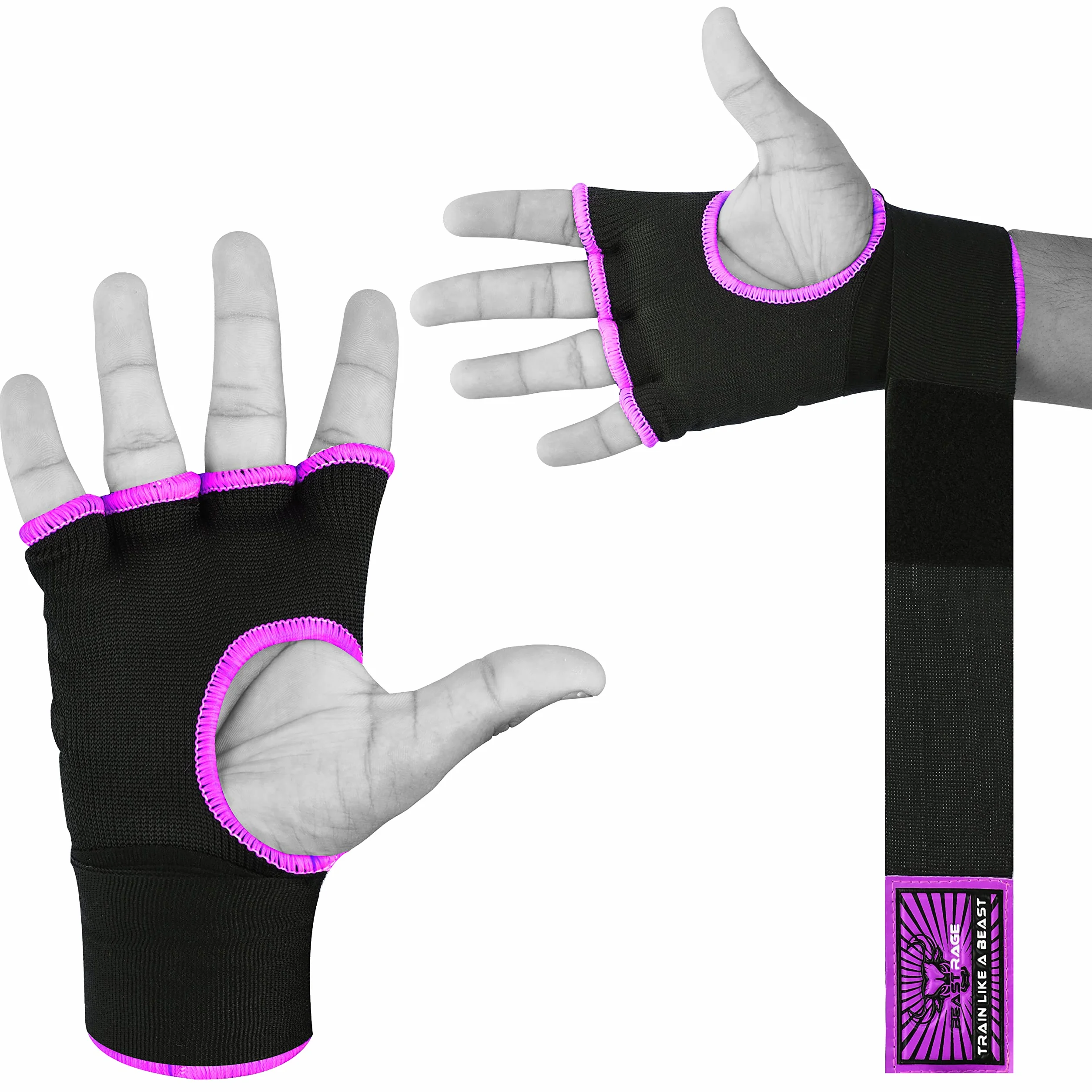 BEAST RAGE Rękawice żelowe do rąk MMA 75 cm długie owijane wyściełane elastyczne szybkie bokserskie worek treningowy Muay Thai zestaw bandaże UFC dla mężczyzn, kobiet, dzieci