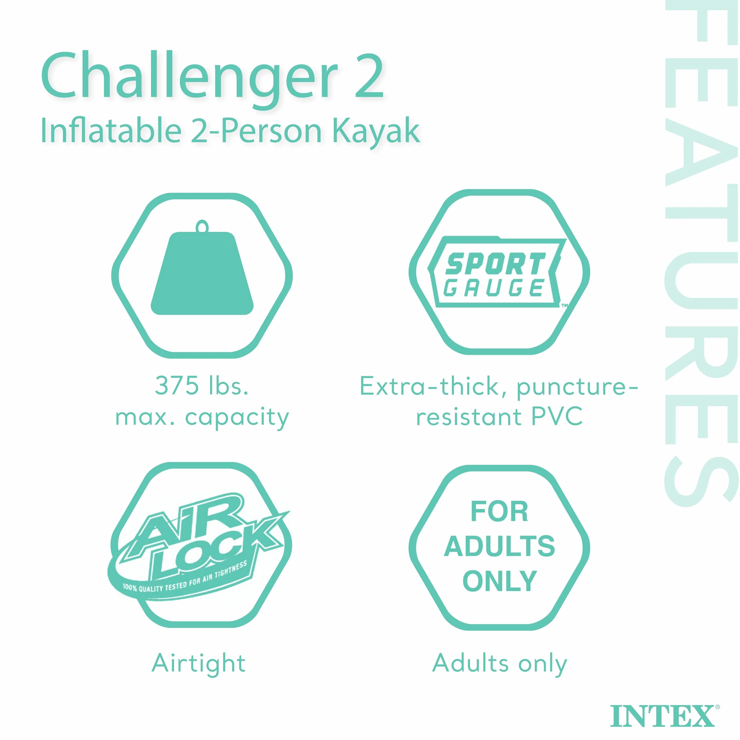 Intex Challenger zestaw nadmuchiwanych łodzi z wiosłami + pompką