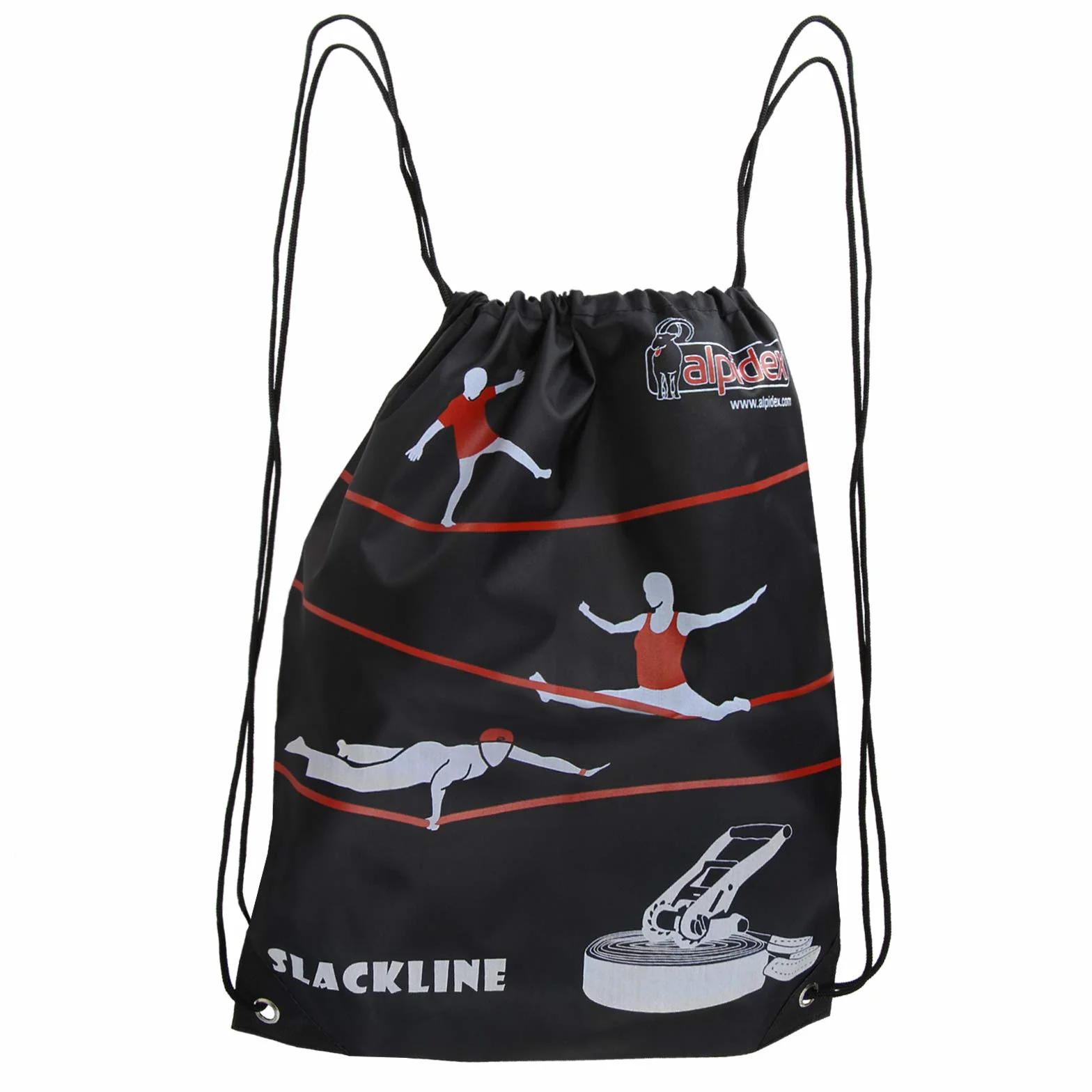 ALPIDEX Slackline Set 15m + osłona drzewa i napinacza grzechotki, odpowiedni dla dzieci początkujących zaawansowanych użytkowników