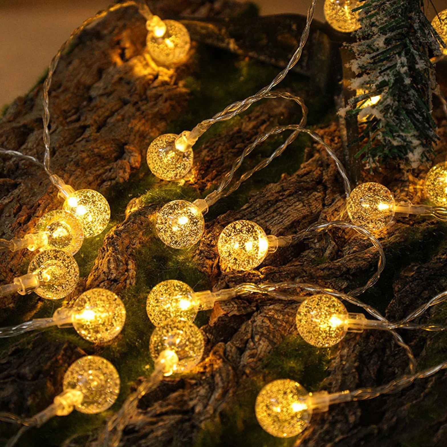 ENLACE Łańcuch świetlny z kulkami LED, 3 m, 20 diod LED, ciepła biel, średnica 2,3 cm, łańcuch świetlny na wesele, balkon, Boże Narodzenie, do sypialni, na imprezę, do dekoracji wewnątrz i na zewnątrz