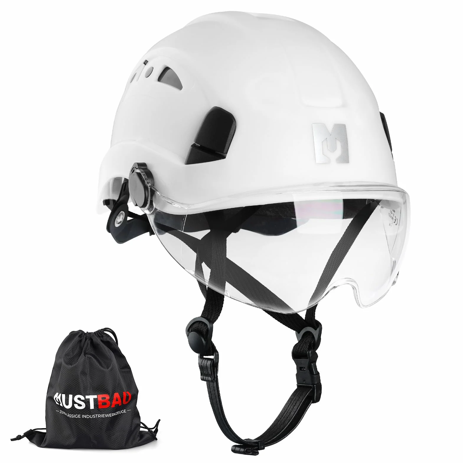 Kask ochronny z twardą konstrukcją, wentylowany, lekki kask z regulowanym paskiem pod brodę, dla mężczyzn i kobiet, idealny do wspinaczki na drzewo, pracy na wysokości