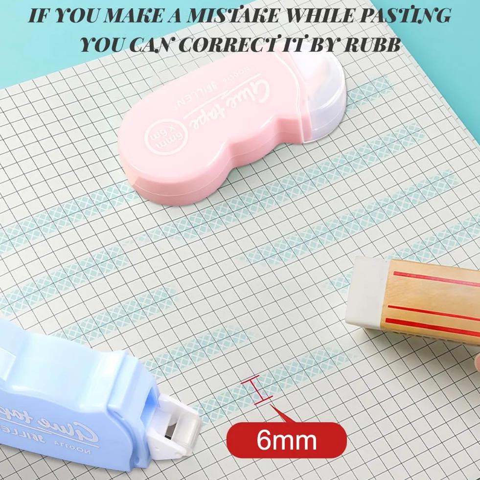 Flintronic 5 szt. Dwustronny klej taśmowy, 6 m x 6 mm, czysty i przenośny, opakowanie na prezent, dwustronne kleje do scrapbookingu, papieru prezentowego, albumu fotograficznego, szkoły, biura