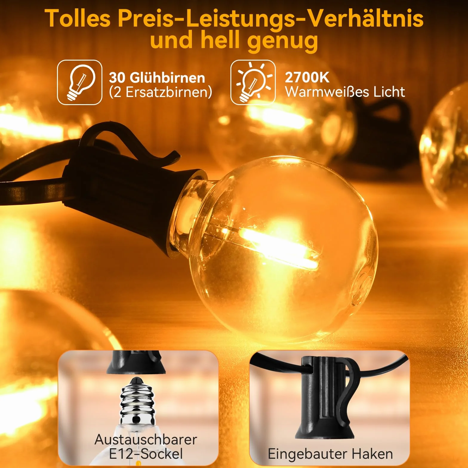AVANLO Łańcuch świetlny LED 15 m 30+2 szt. wodoszczelny