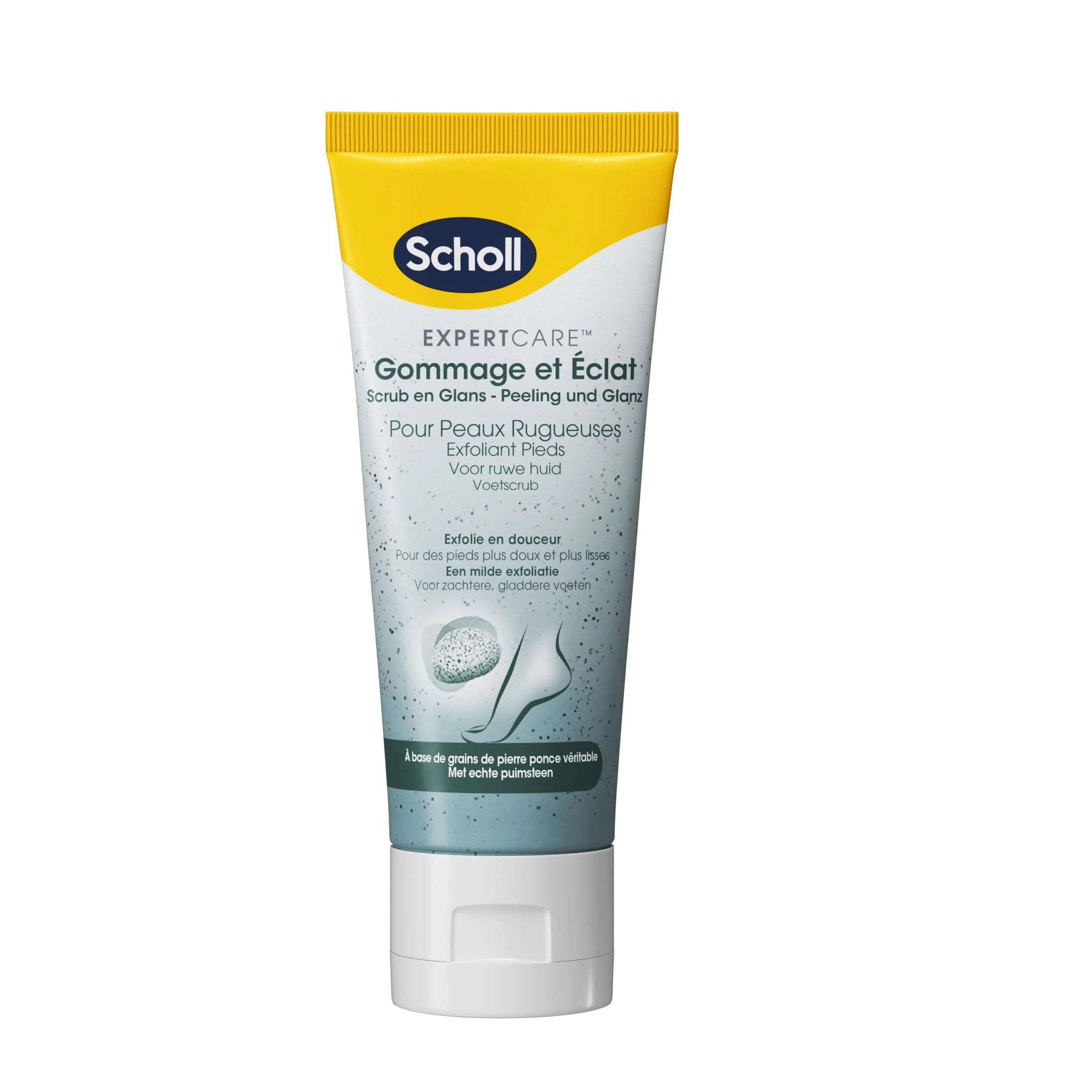 Scholl Krem do stóp Peeling i połysk dla skóry szorstkiej - Złuszczająca pielęgnacja suchych i szorstkich stóp na bazie pumeksu wulkanicznego - 75ml