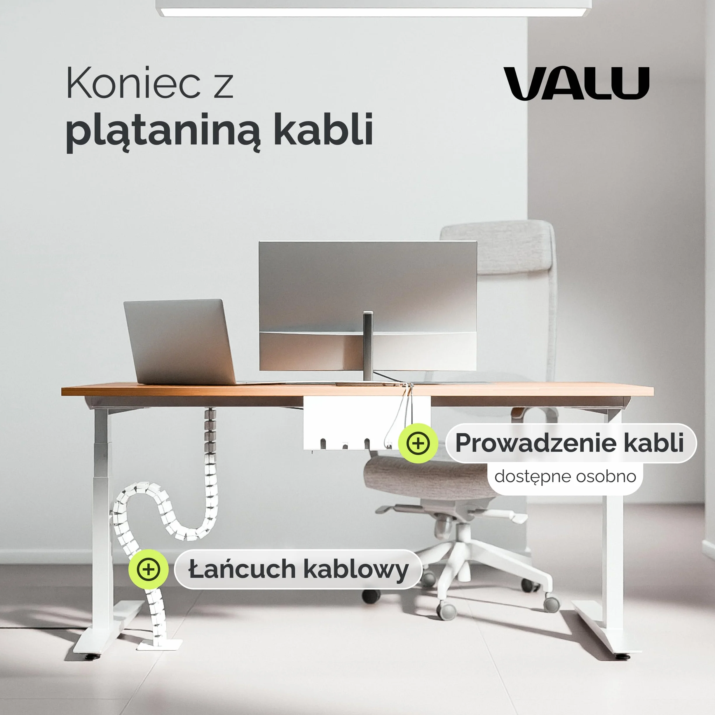 VALU prowadnik kabli 125 cm magnetyczny regulowany stalowa podstawa