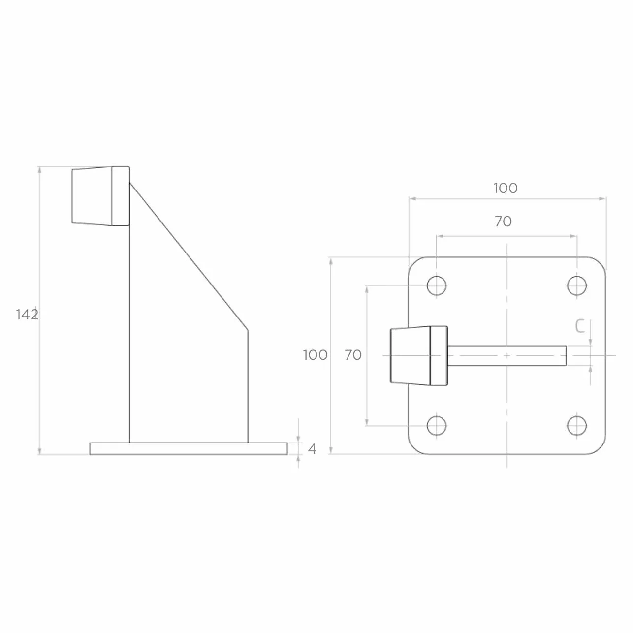 Odbojnik do Bramy Stalowy Ocynkowany 100x100 mm 142 mm z Gumową Nakładką Ogranicznik Przykręcany