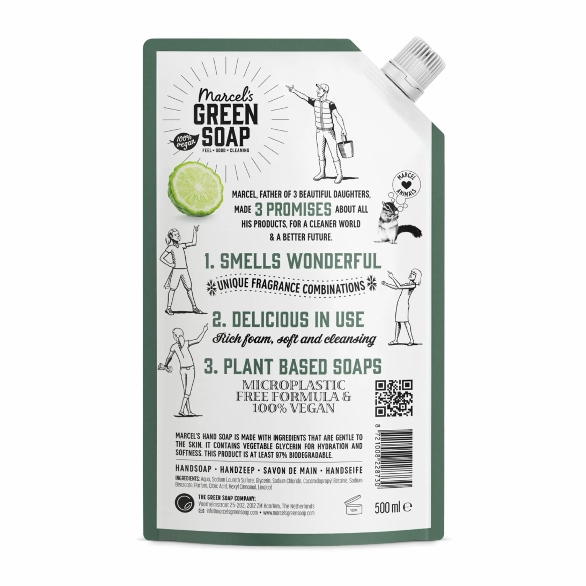 Marcel's Green Soap - Uzupełnienie mydła do rąk czarny pieprz i bergamotka - formuła bez mikroplastiku - mydło do rąk opakowanie uzupełniające - 99% biodegradowalne - wegańskie