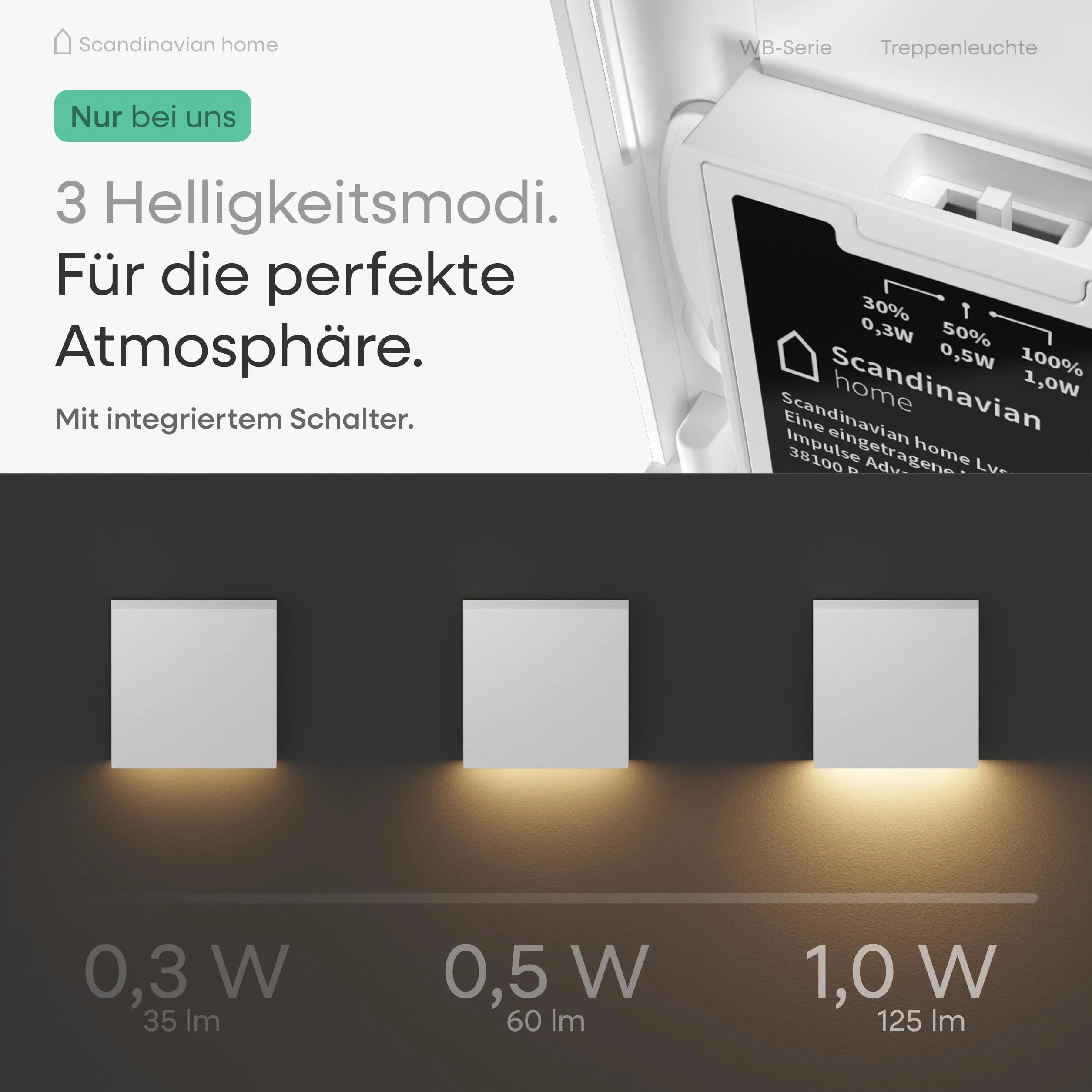 Scandinavian home Zestaw 6 lamp schodowych LED IP65 230V 1W ciepła biel 3000K 125lm oprawa wpuszczana