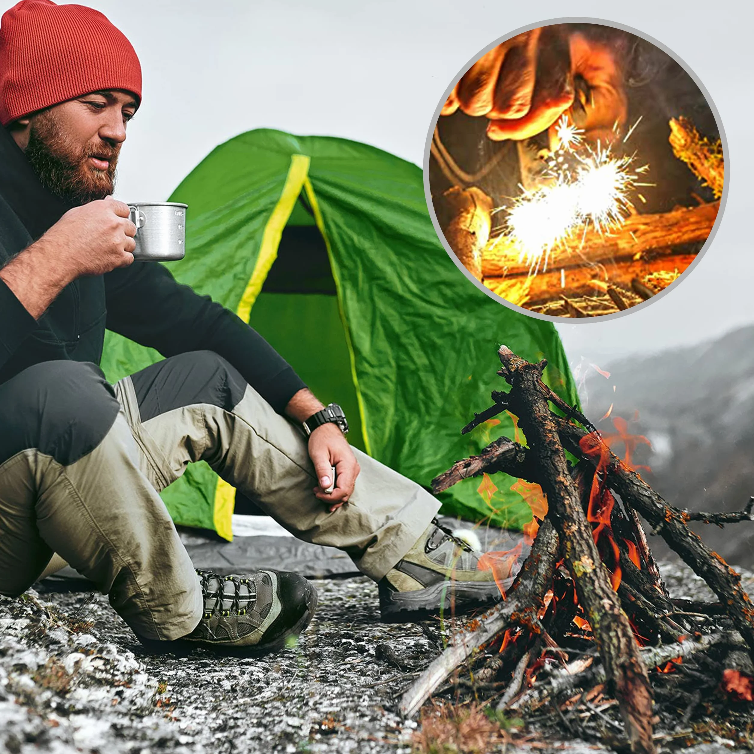 Krzesiwo magnezowe, XXL, w formie pisaka, do 15 000 rozpaleń, 10 cm, idealne do rozpalania ognia podczas polowania, wędkowania, campingu, aktywności na świeżym powietrzu
