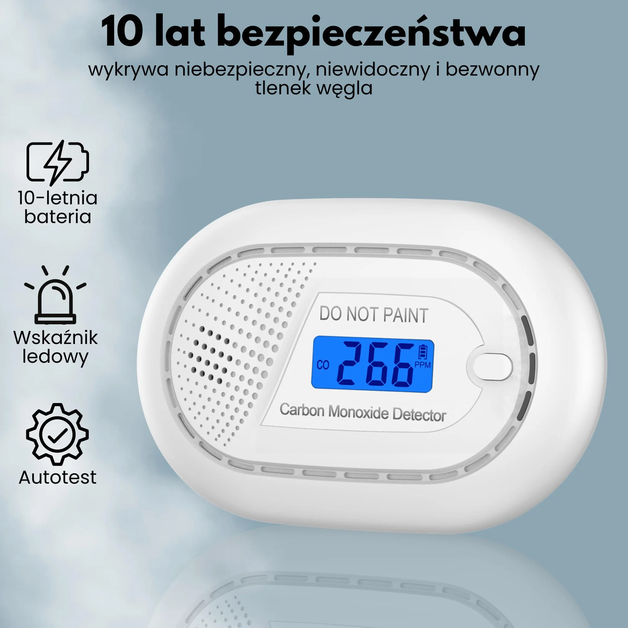 Połączony czujnik tlenku węgla z baterią o żywotności 10-letnią - detektor CO - 2 zestaw