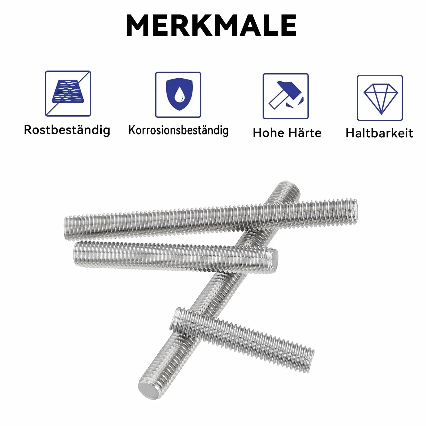 Dayalo Pręt Gwintowany M6 x 100 mm Stal Szlachetna A2 V2A Pełny Gwint DIN 975 Zestaw 12 sztuk