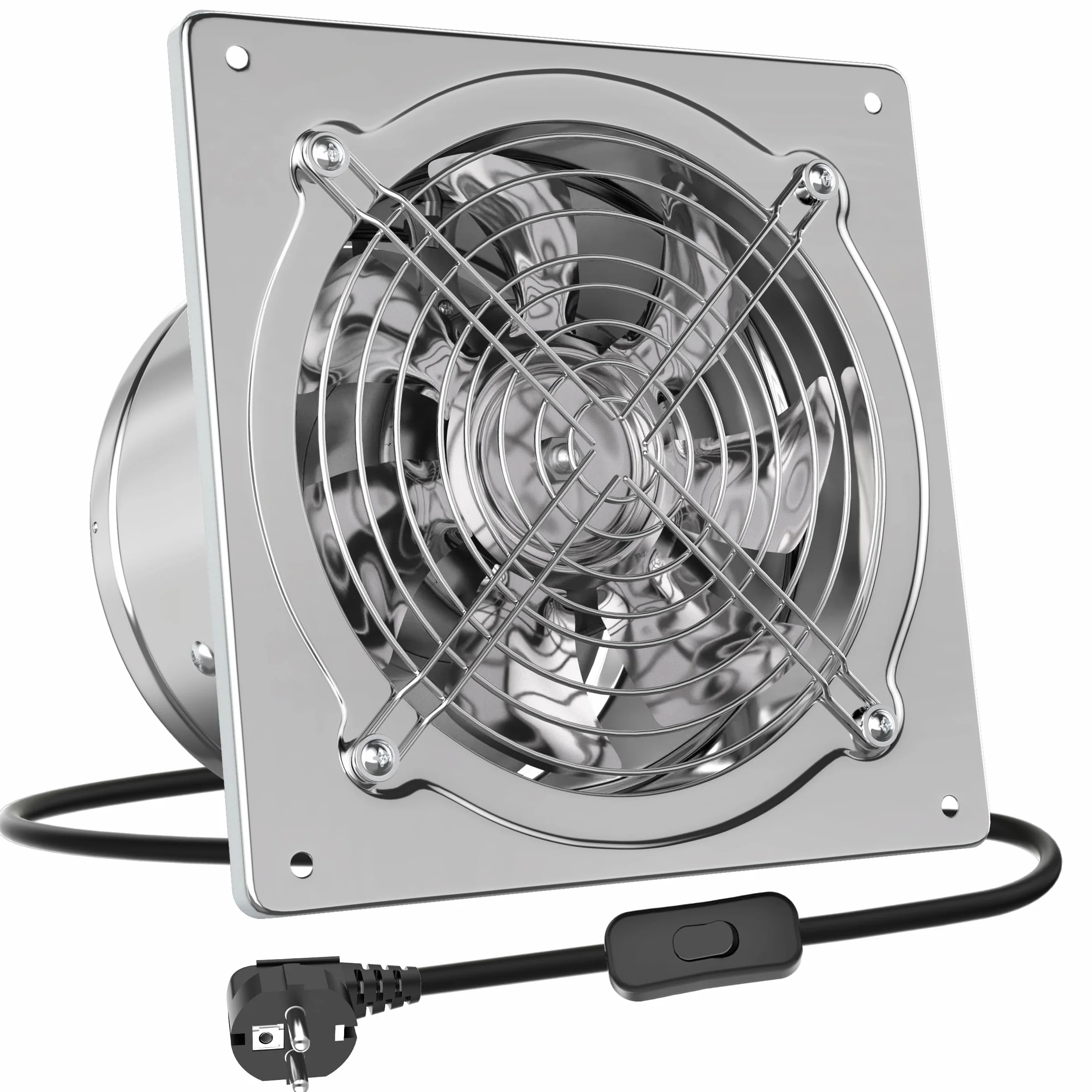 HG Power Wentylator wyciągowy 150 mm 525 m³/h cichy z klapą zwrotną metalowy ścienny srebrny