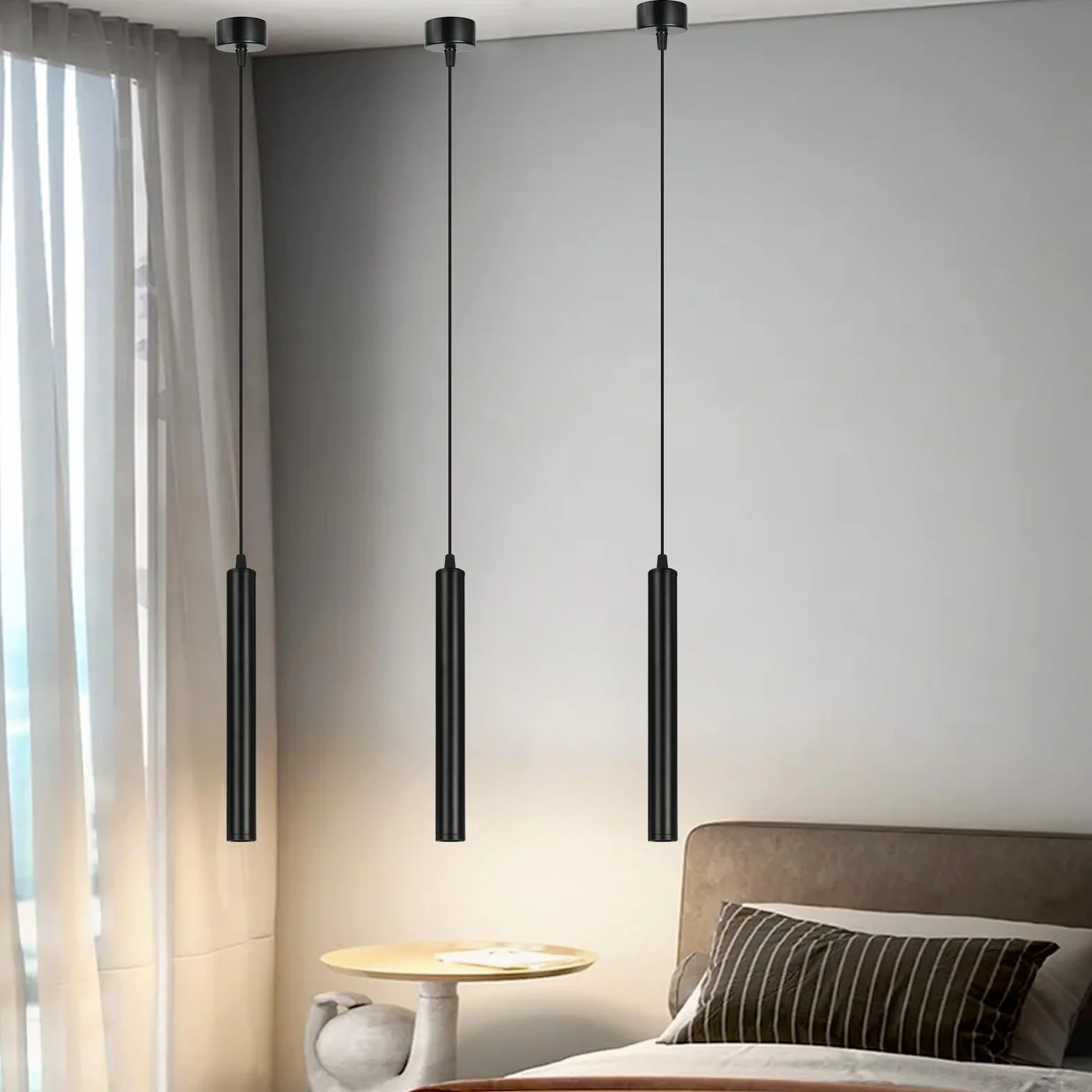 HOTUT Cylinder LED Lampa Wisząca Aluminiowa Regulowana Wysokość Do Salonu Jadalni Hotelu