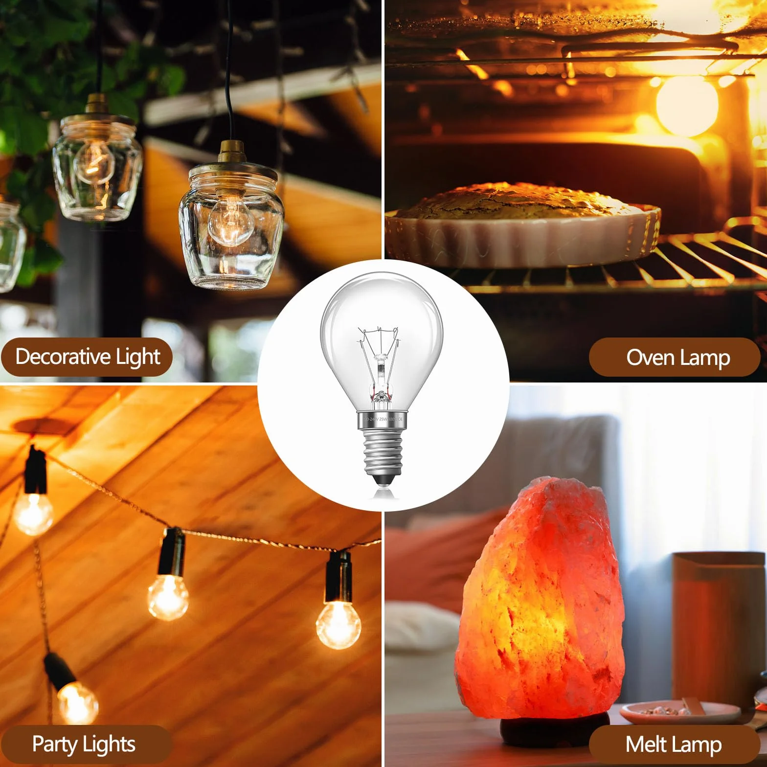 Lampa do piekarnika G45 E14, 300 stopni, żarówka E14 z możliwością ściemniania, ciepła biel 2700 K, AC 230 V, 400 lm, mała żarówka Edison Screw Bulb E14 Golf Ball Bulb do piekarników i kuchenek