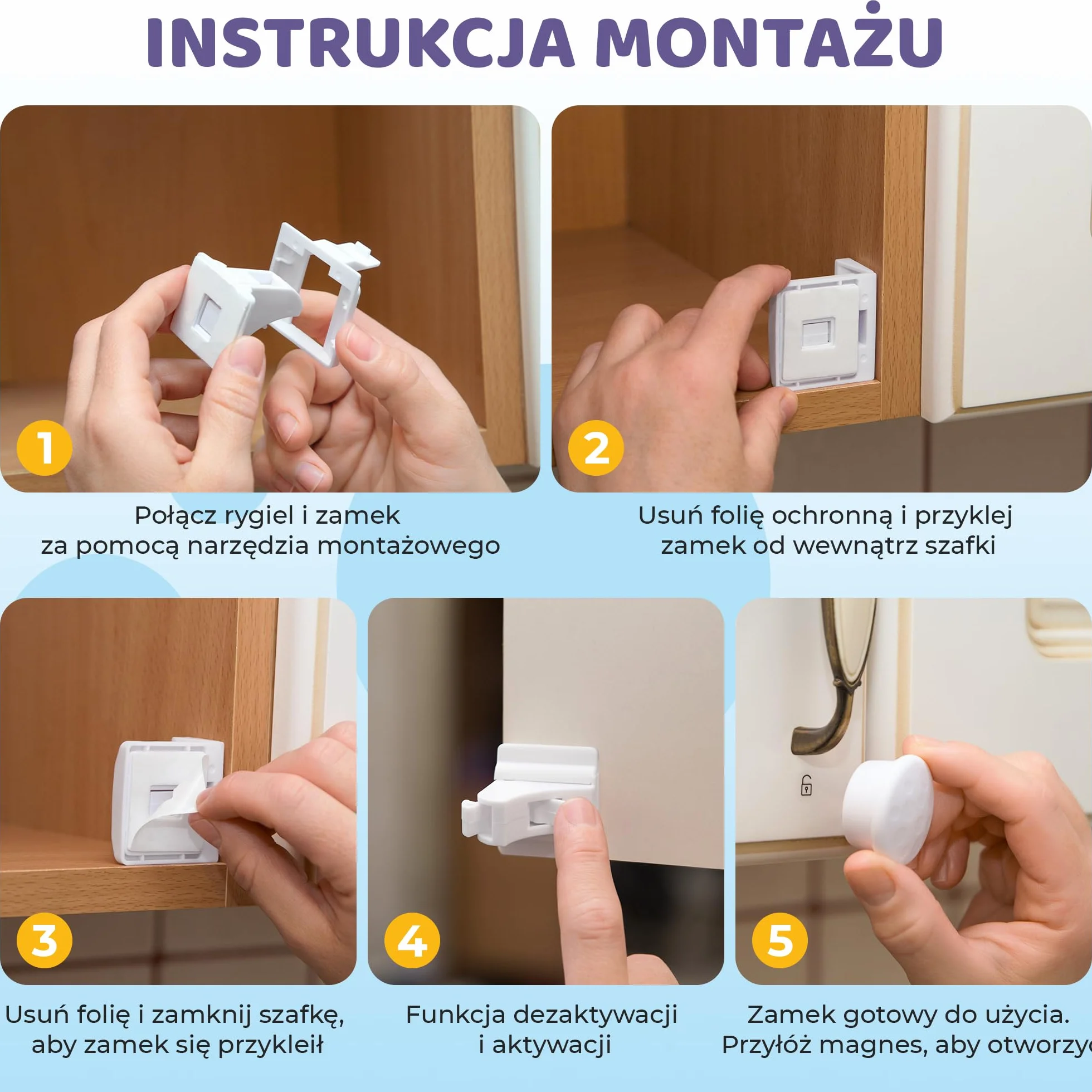 Magnetyczna Blokada dla Dzieci 12 Zamków 3 Klucze Niewidoczny Zamek Magnetyczny do Szafek i Szuflad Zabezpieczenie bez Wiercenia