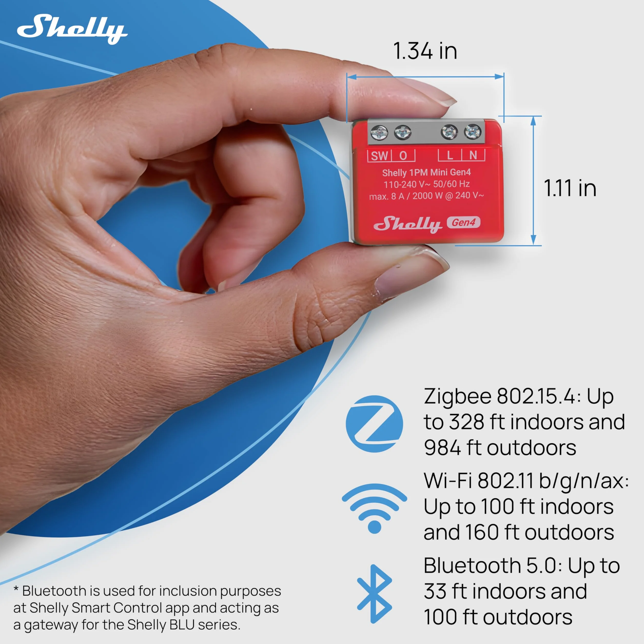 Shelly 1PM Mini Gen4 inteligentny przełącznik Wi-Fi 1 kanał 8 A pomiar prądu
