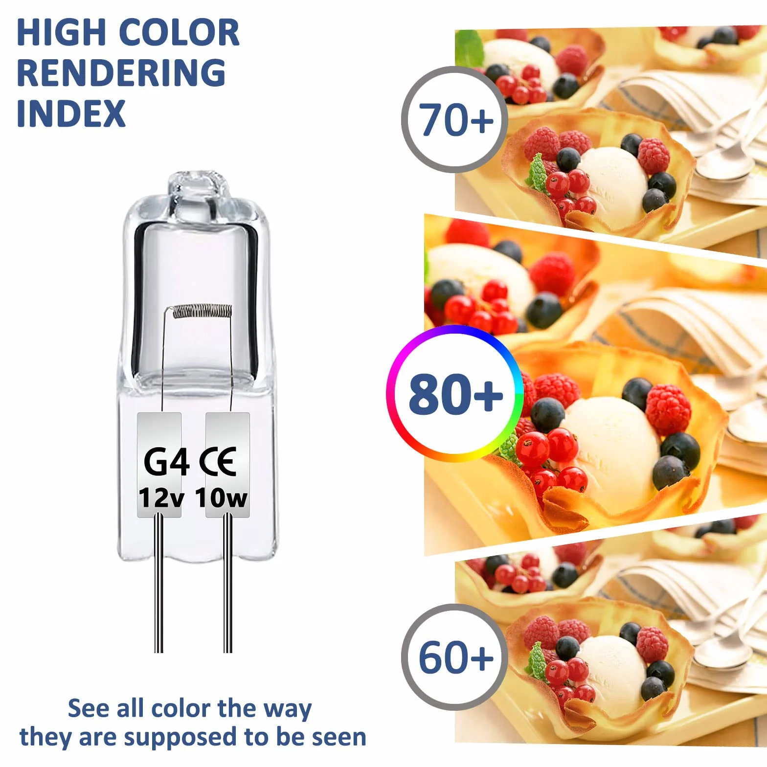 Zestaw 12 żarówek halogenowych G4 12V 10W ciepła biel 2700K 140lm