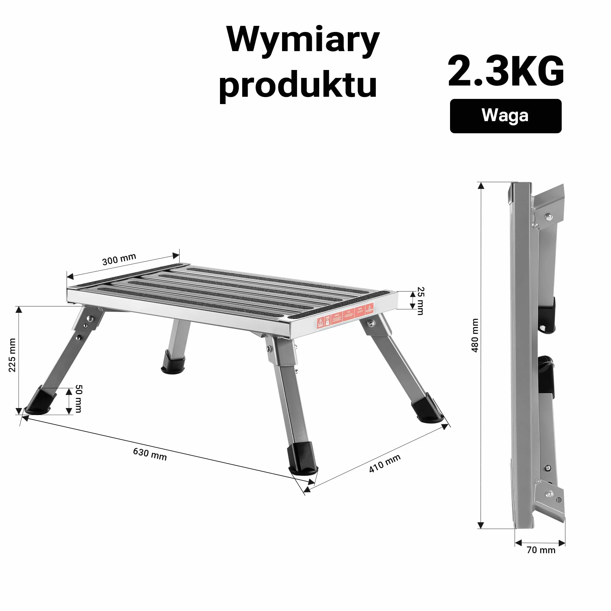 Wiltec Składane schodki z aluminium kempingowe do 220kg antypoślizgowa powierzchnia taboret